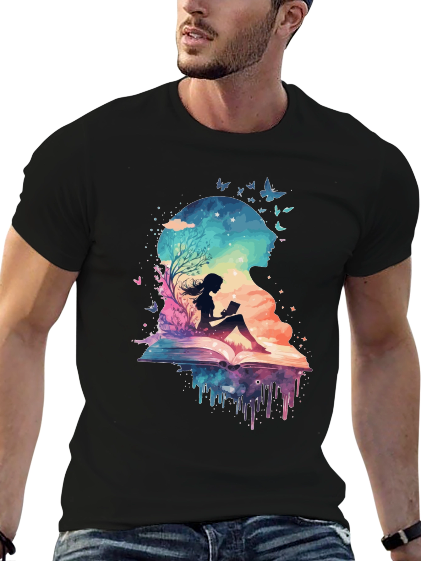 Book Lover Galaxy Tee - Literary Dreamscape Design