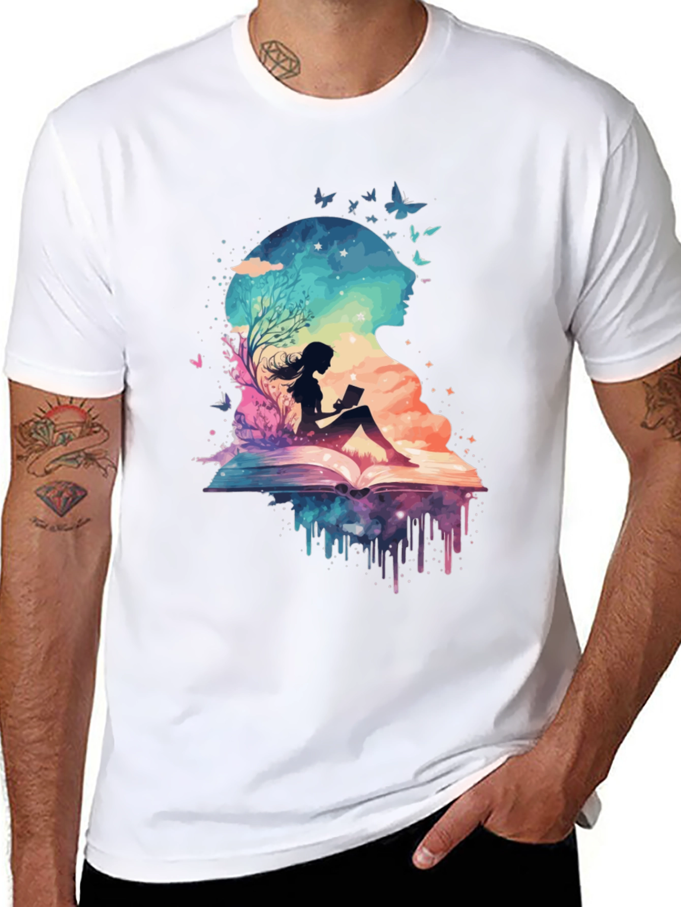 Book Lover Galaxy Tee - Literary Dreamscape Design