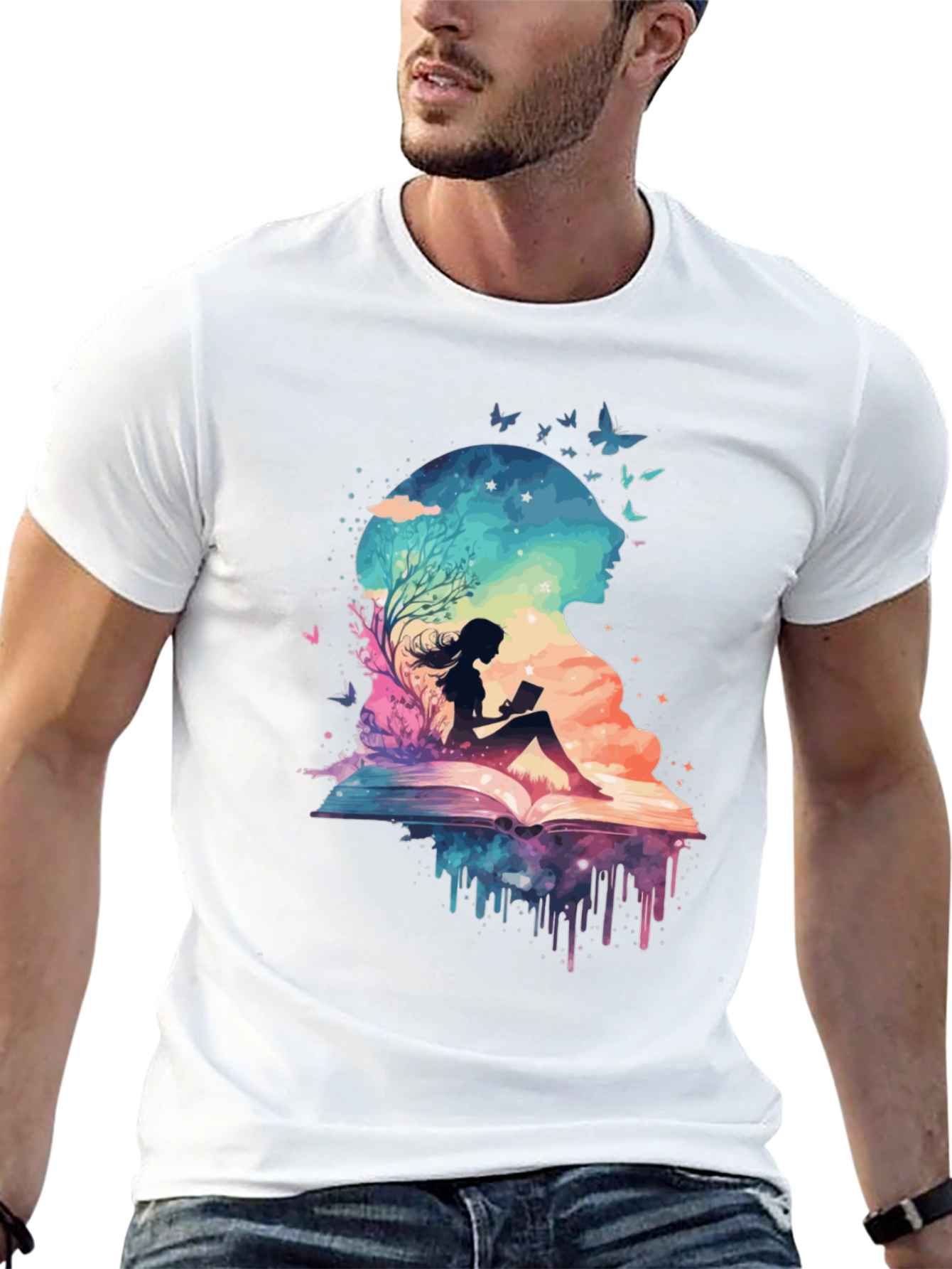 Book Lover Galaxy Tee - Literary Dreamscape Design
