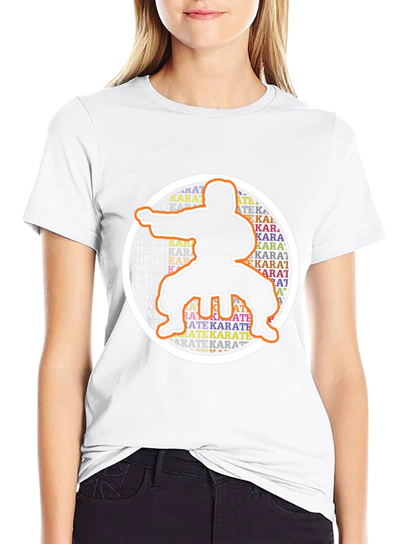 Karate Silhouette Graphic Tee - Black