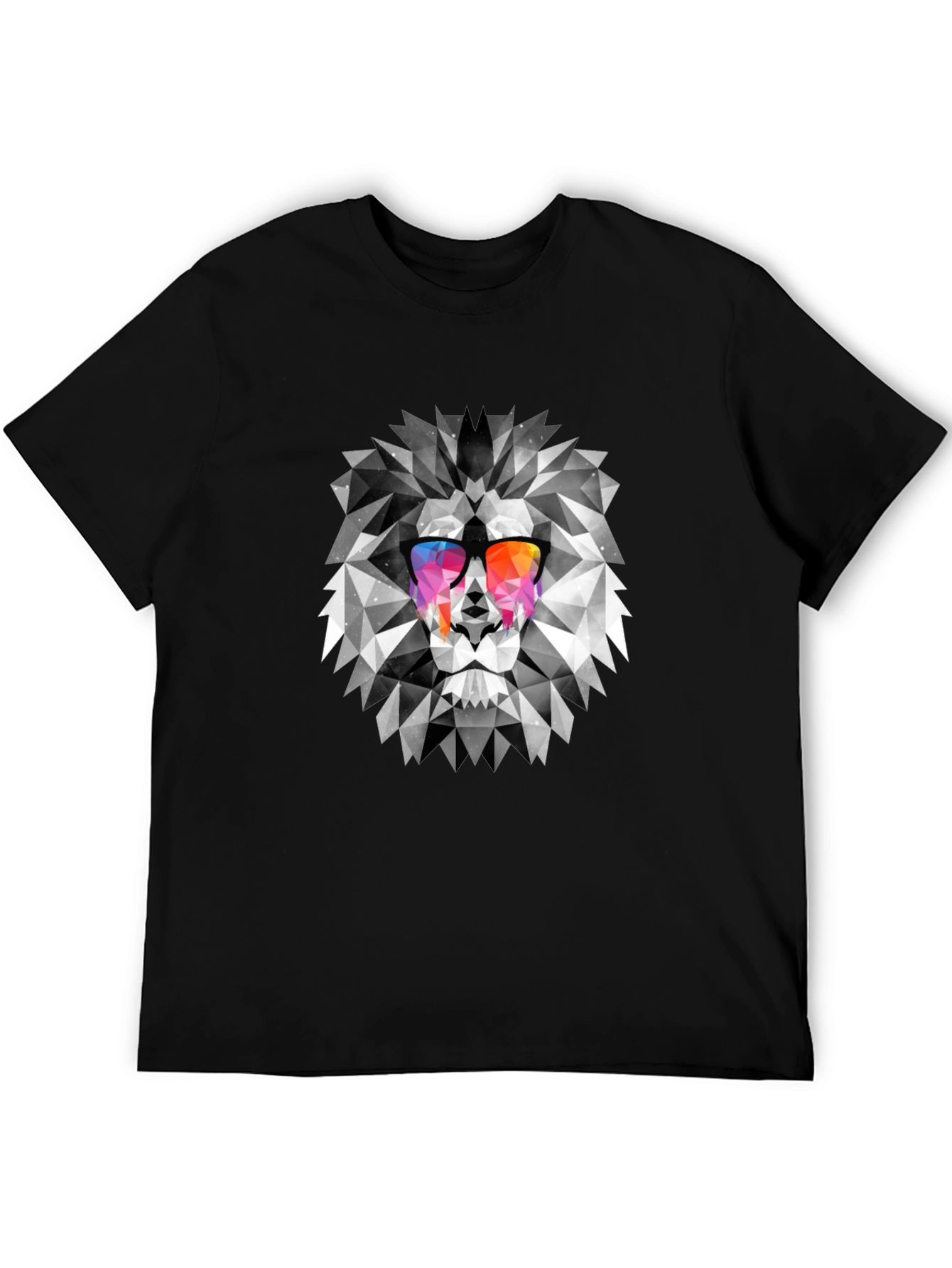 Geometric Lion Graphic Print Mens T-Shirt