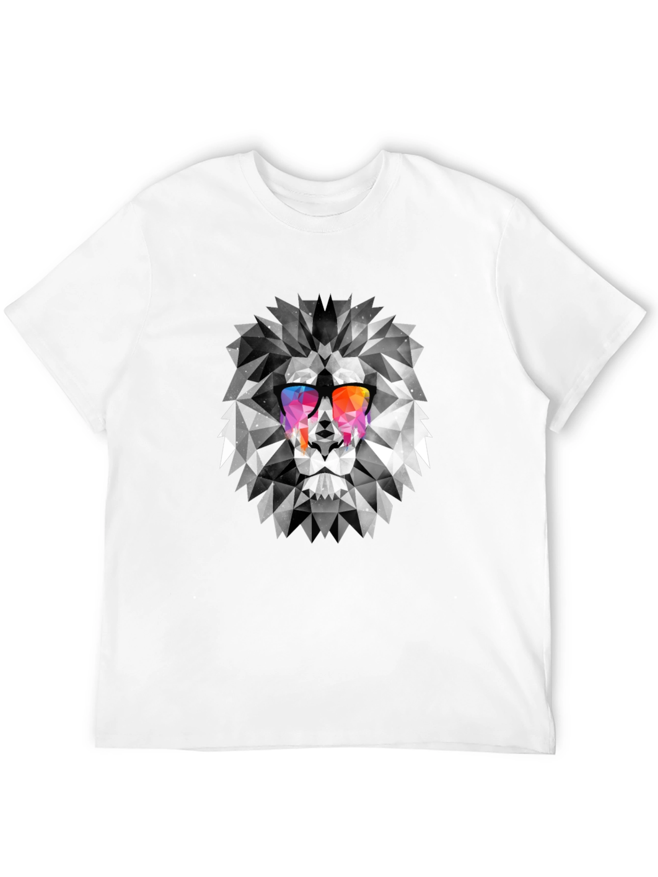 Geometric Lion Graphic Print Mens T-Shirt