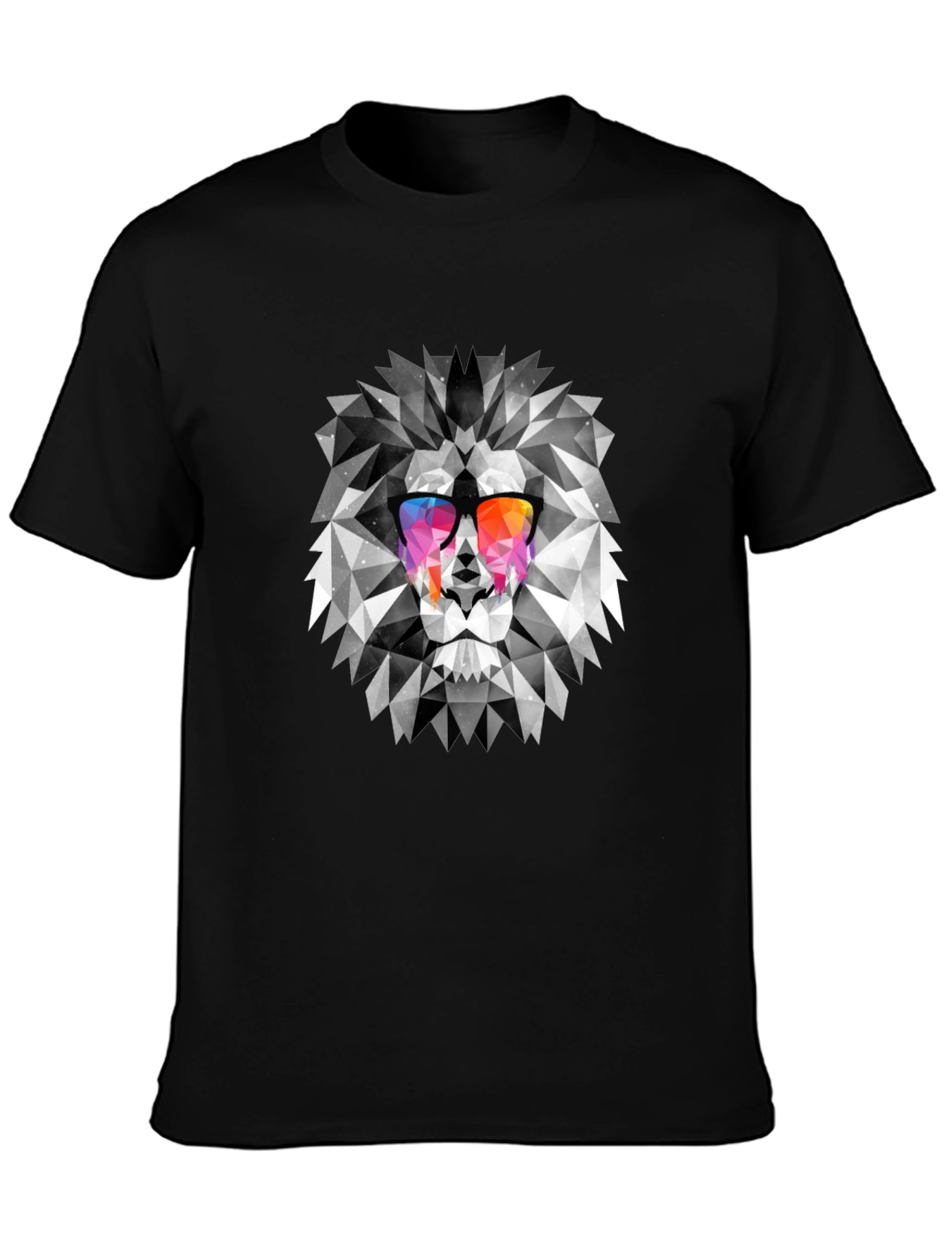 Geometric Lion Graphic Print Mens T-Shirt