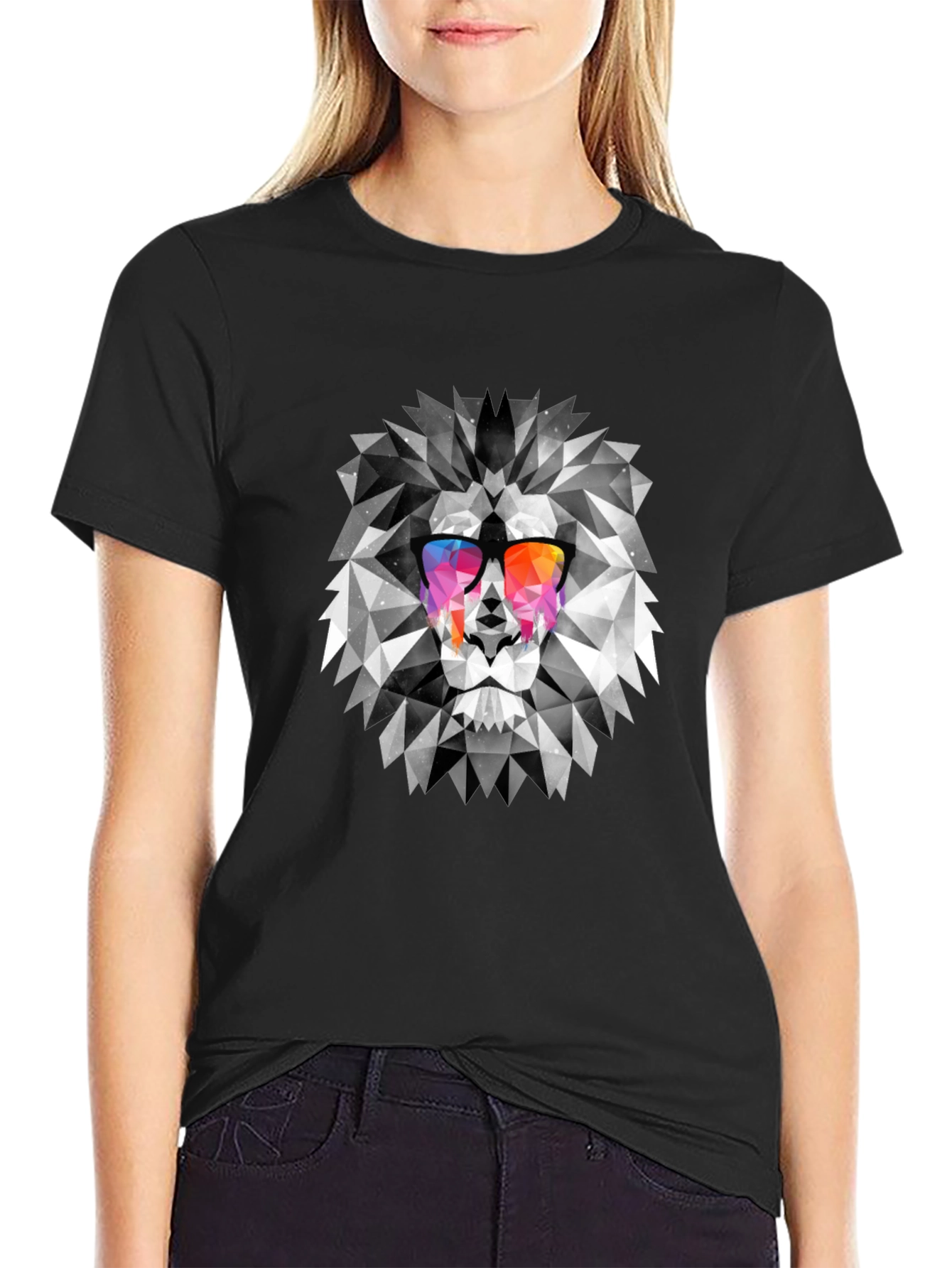 Geometric Lion Graphic Print Mens T-Shirt
