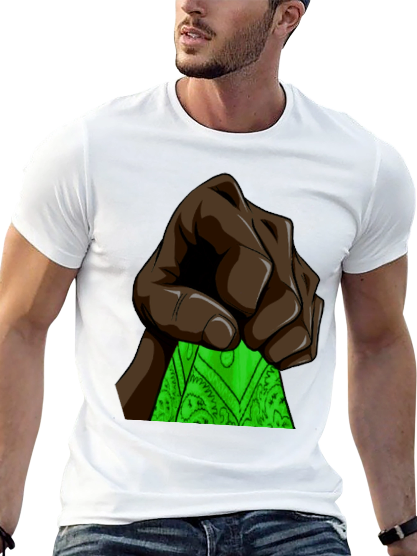 Fist Holding Green Bandana Graphic T-Shirt