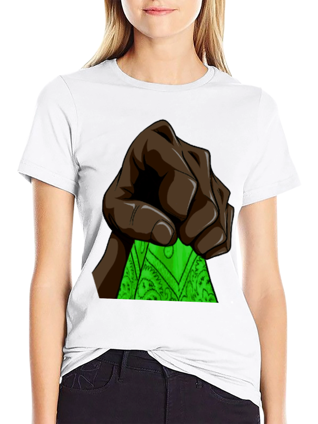 Fist Holding Green Bandana Graphic T-Shirt