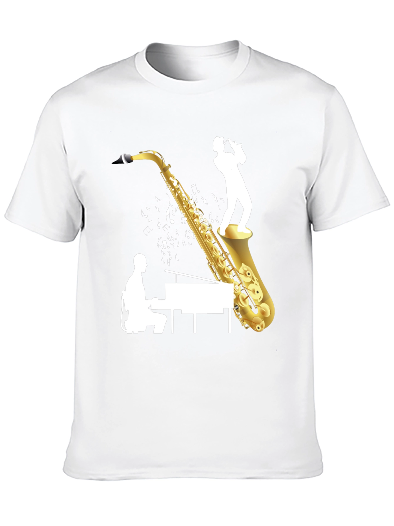 Jazz Saxophone Piano T-Shirt - Music Lover Tee