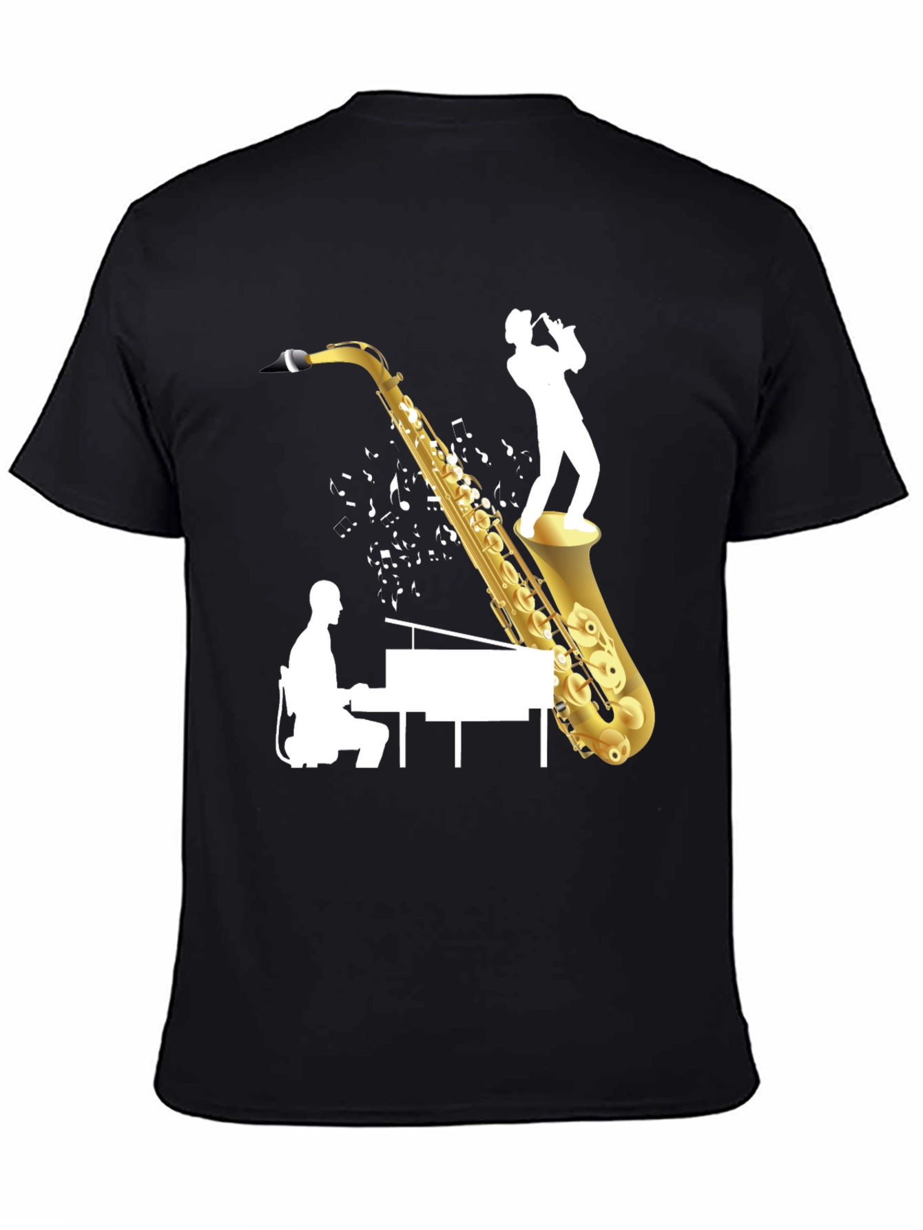 Jazz Saxophone Piano T-Shirt - Music Lover Tee