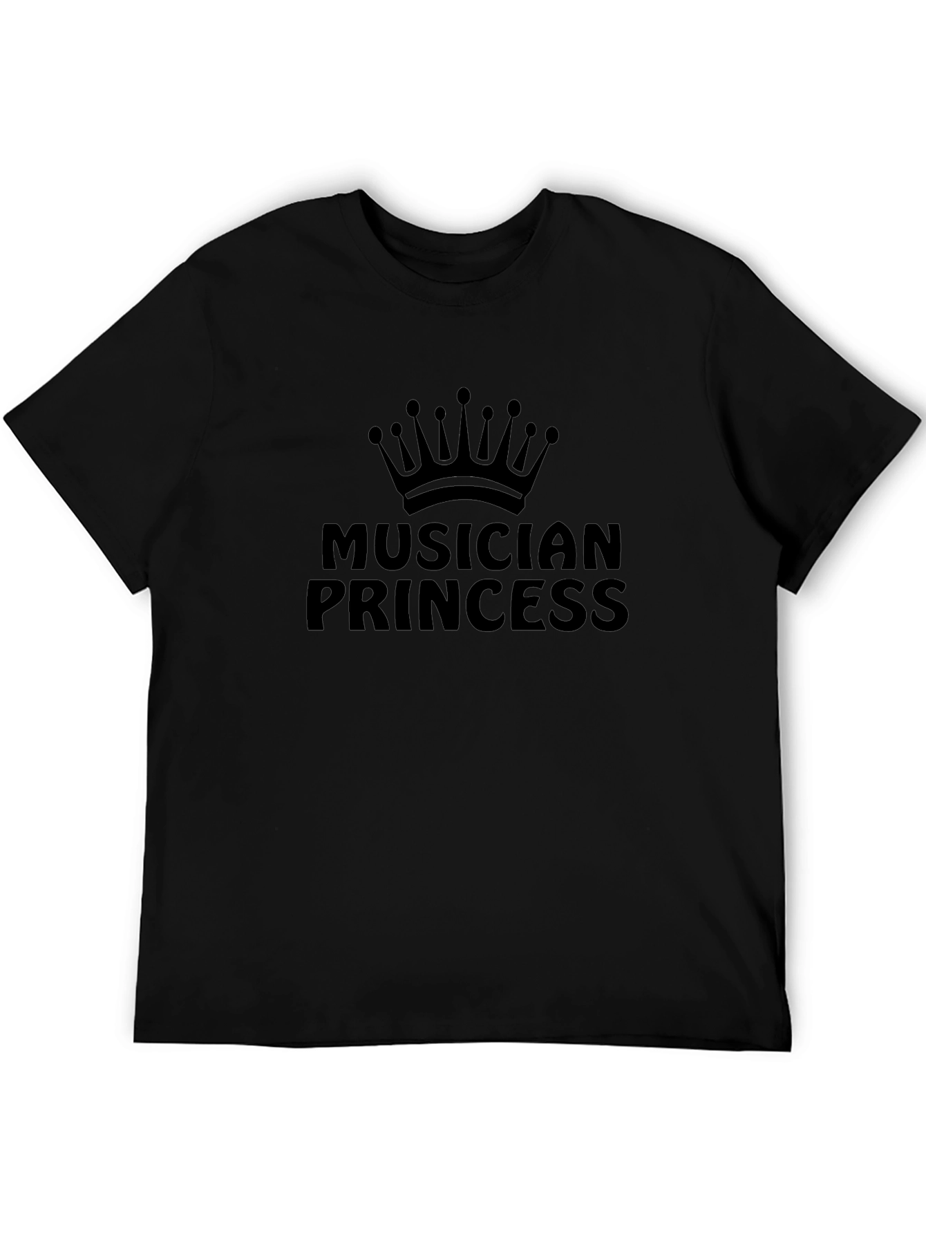 Musician Princess Graphic T-Shirt - Black Crew Neck Tee