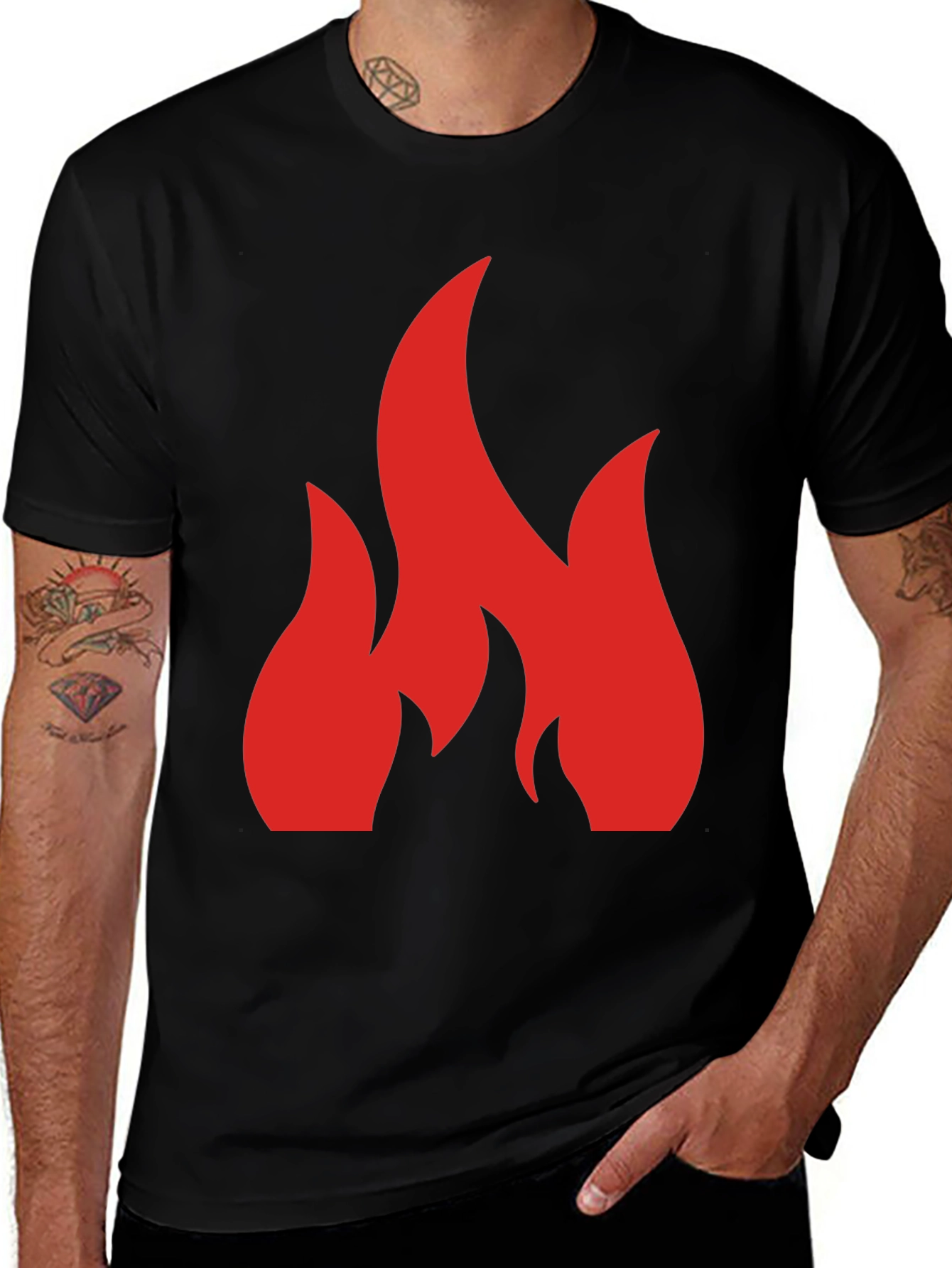 Flame Graphic Black Tee - Bold Statement Shirt