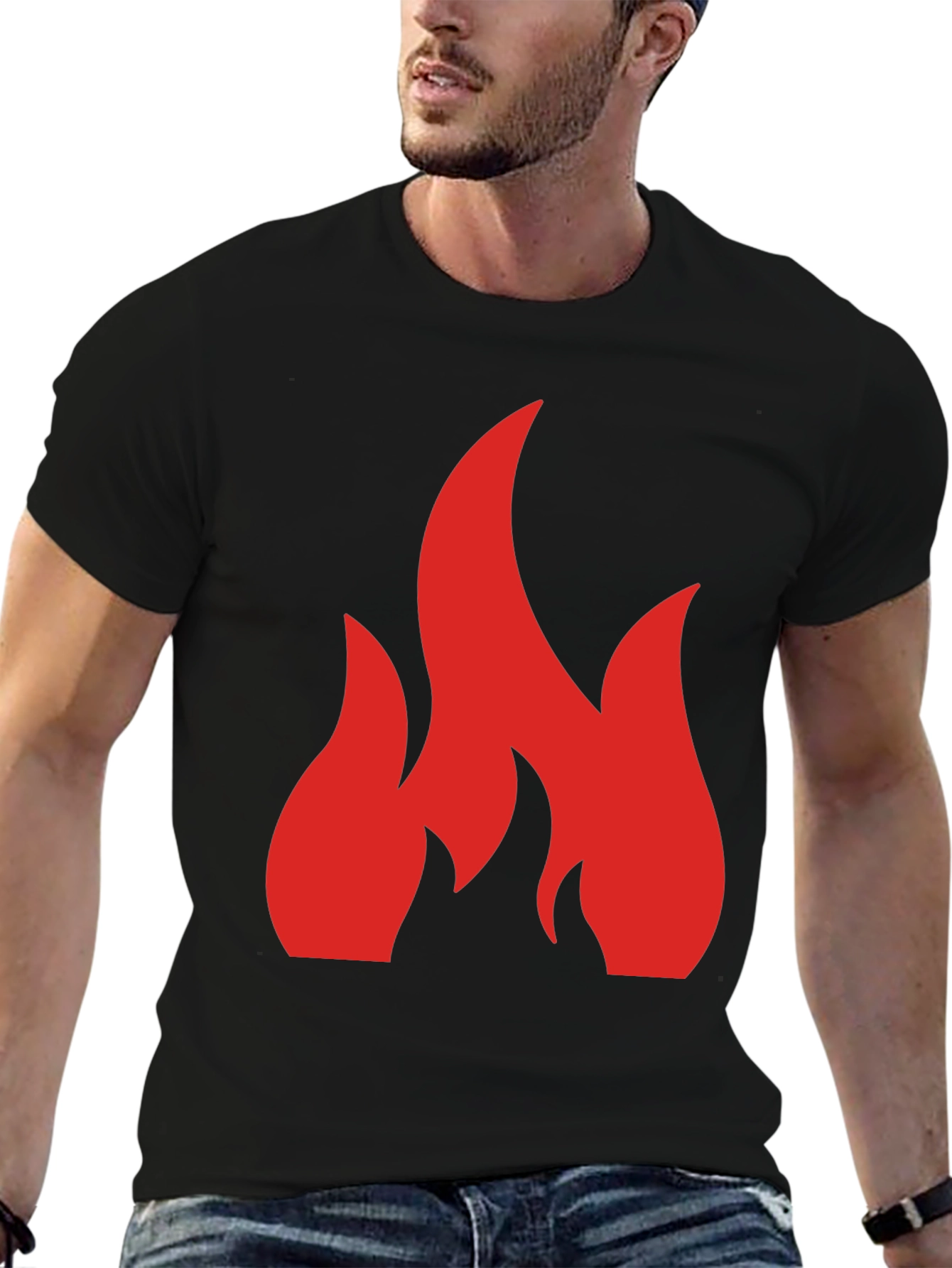 Flame Graphic Black Tee - Bold Statement Shirt