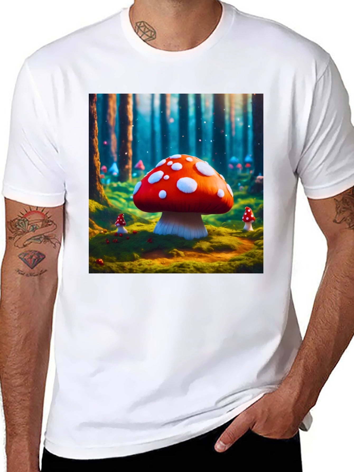 Mushroom Forest Graphic Tee - Funky Fantasy Design