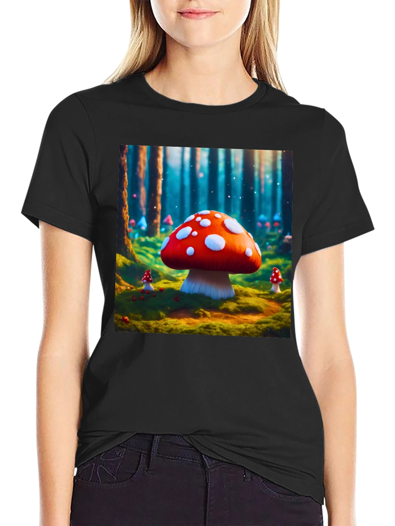 Mushroom Forest Graphic Tee - Funky Fantasy Design