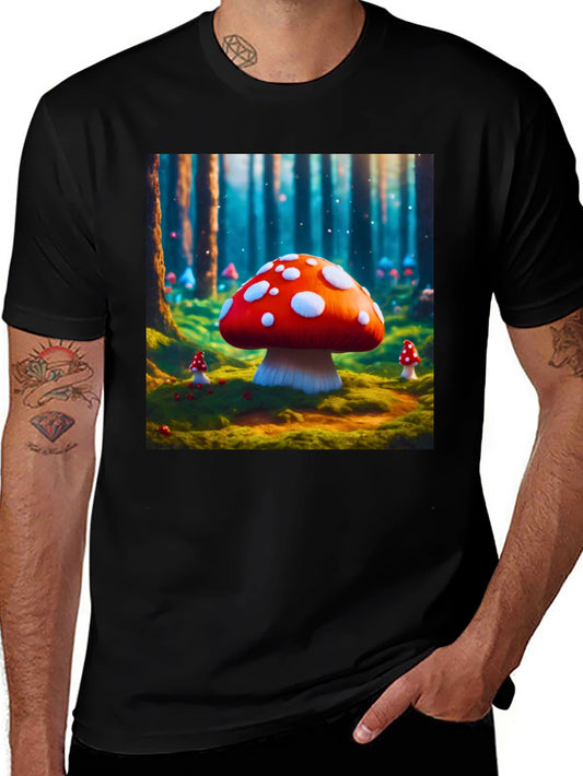 Mushroom Forest Graphic Tee - Funky Fantasy Design