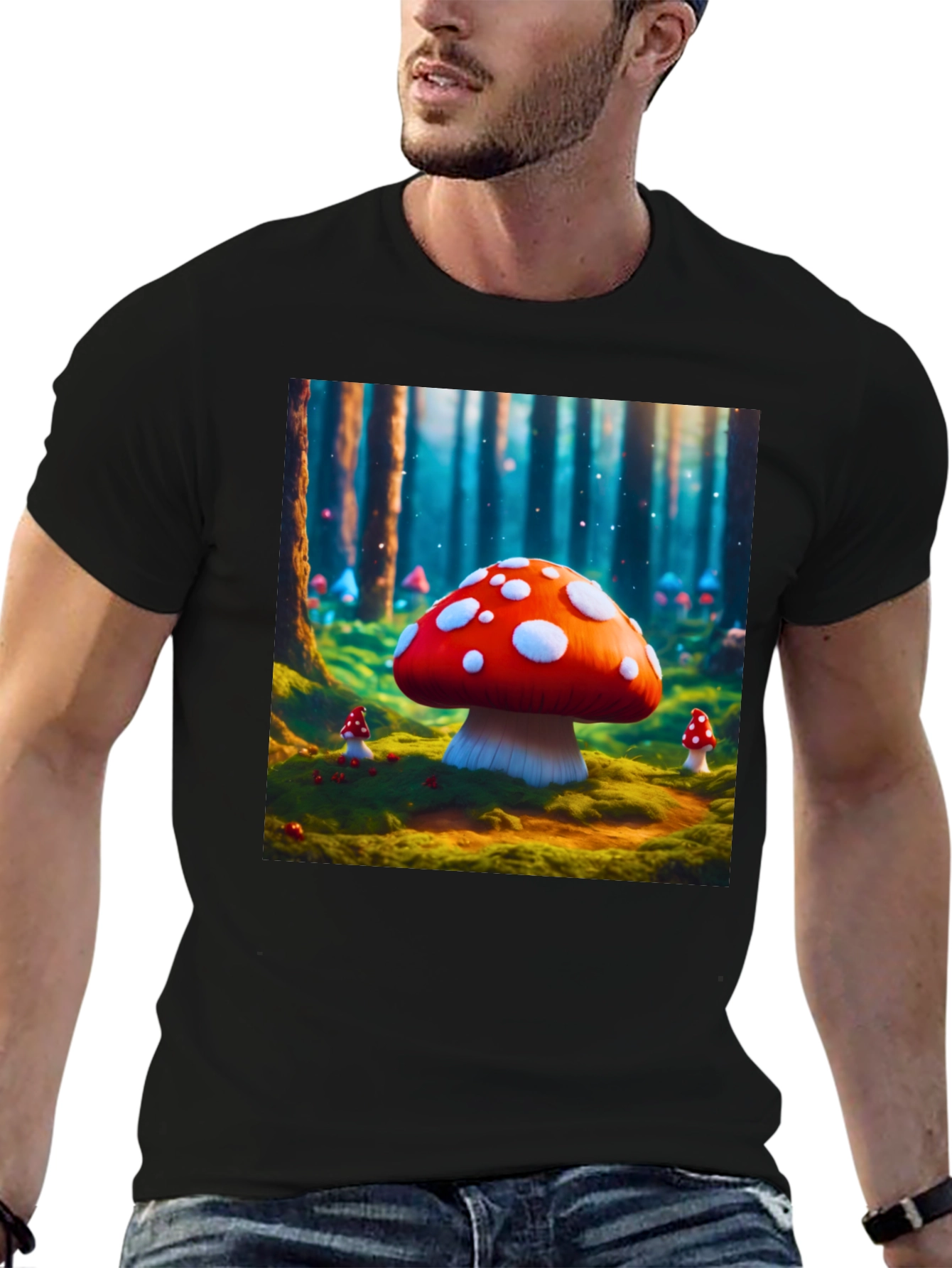 Mushroom Forest Graphic Tee - Funky Fantasy Design