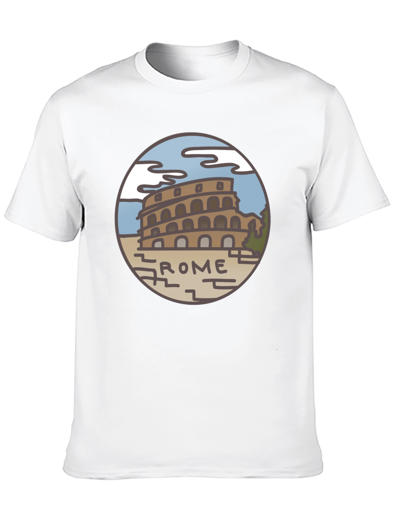 Rome Colosseum Graphic Tee - Black Cotton T-Shirt