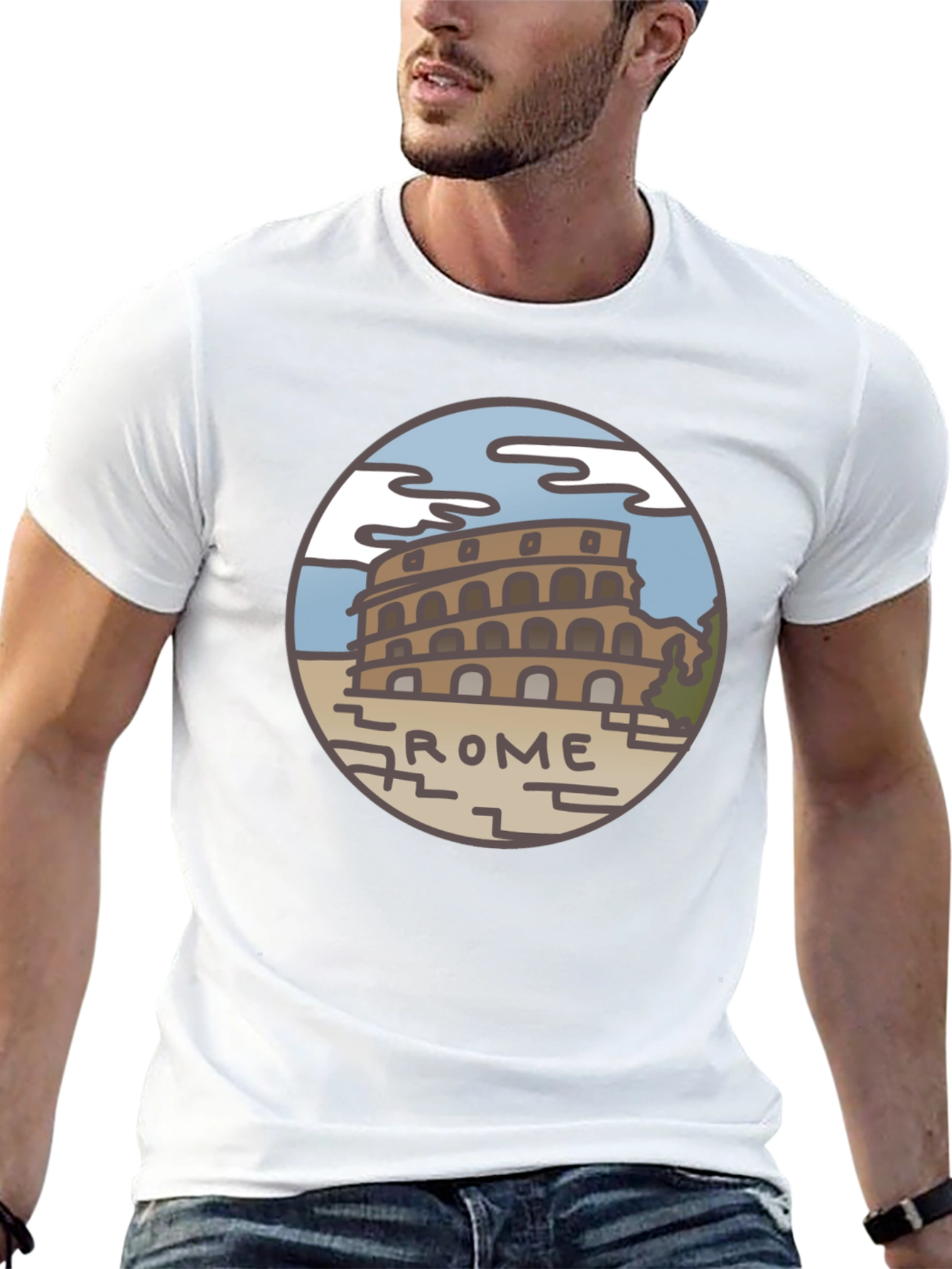 Rome Colosseum Graphic Tee - Black Cotton T-Shirt