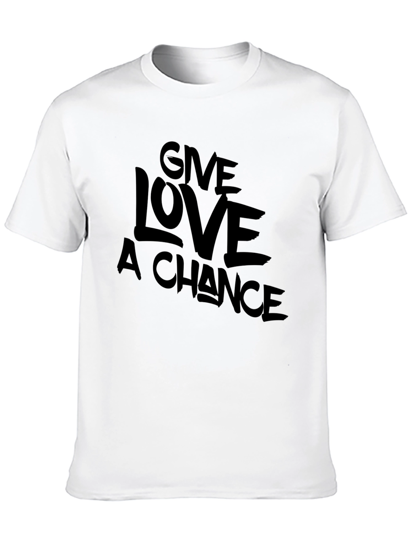 Give Love A Chance Black Graphic T-Shirt