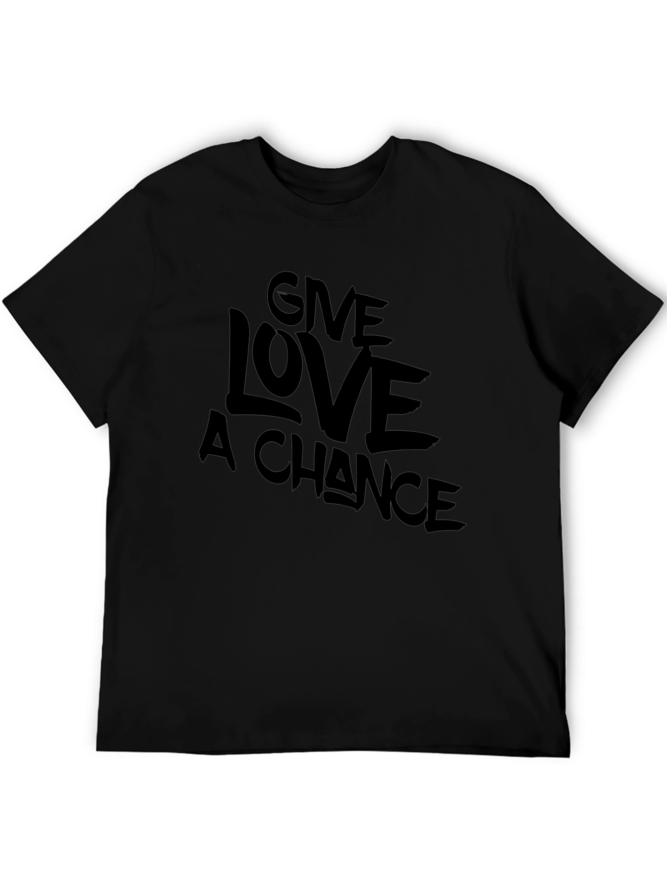Give Love A Chance Black Graphic T-Shirt