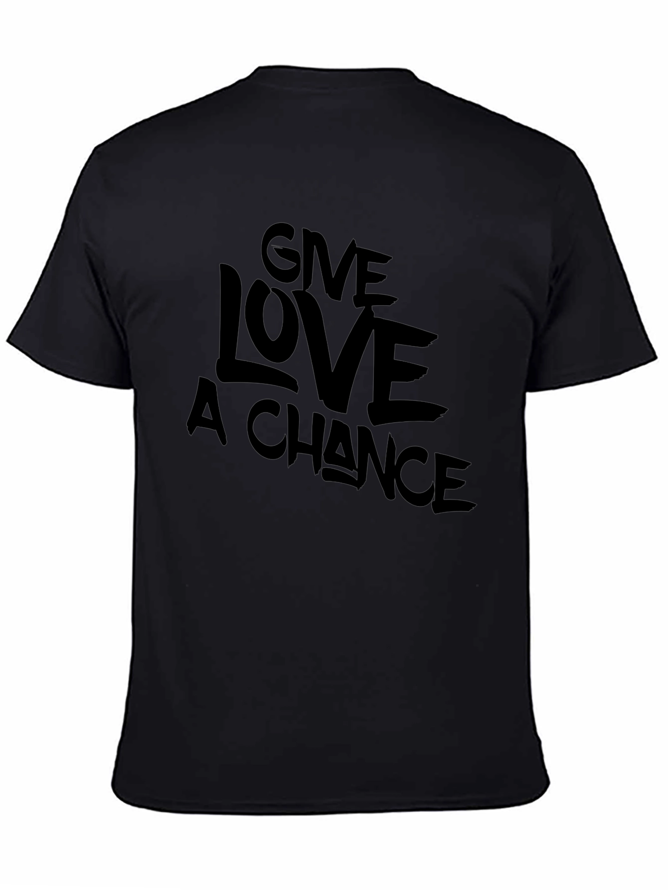 Give Love A Chance Black Graphic T-Shirt