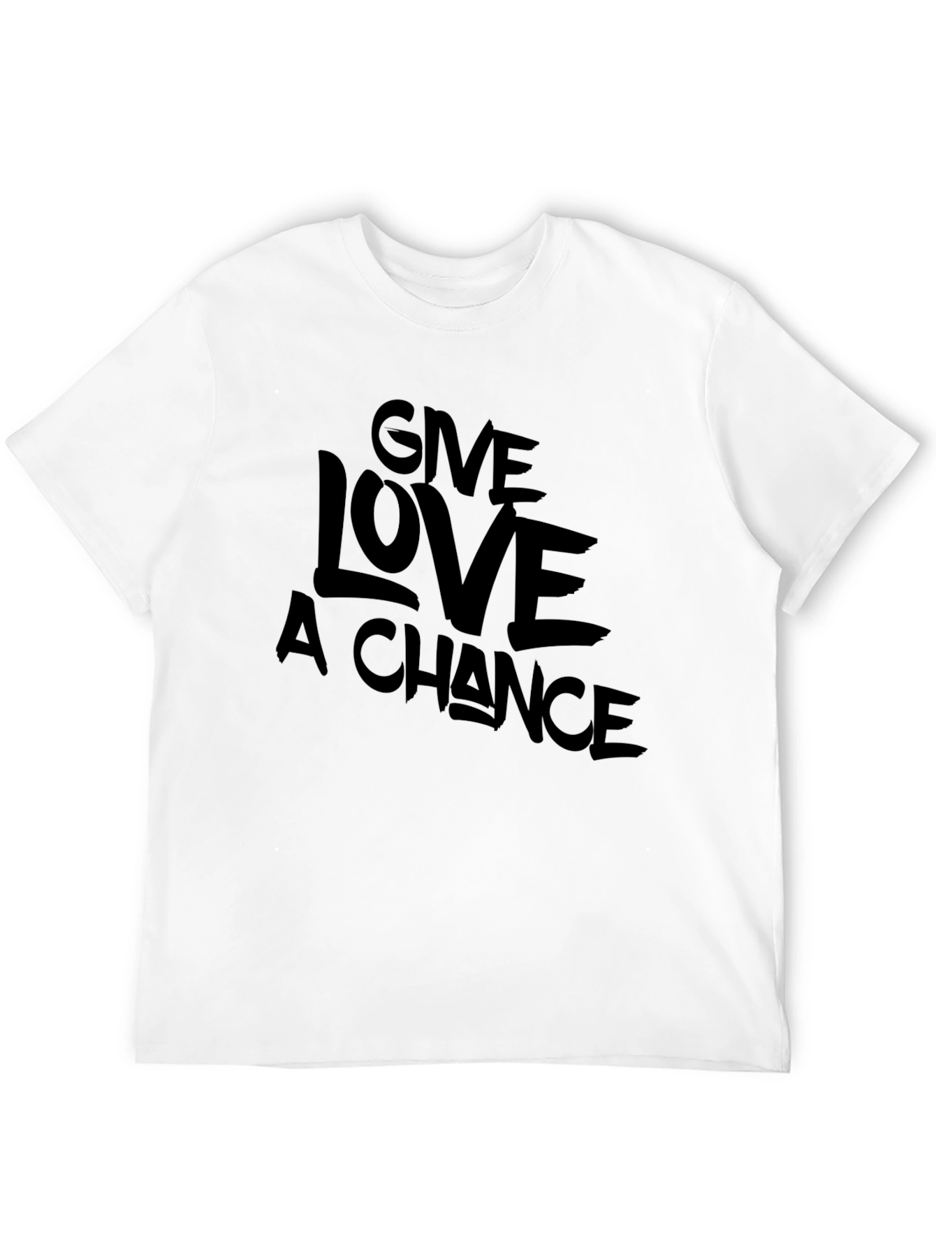 Give Love A Chance Black Graphic T-Shirt