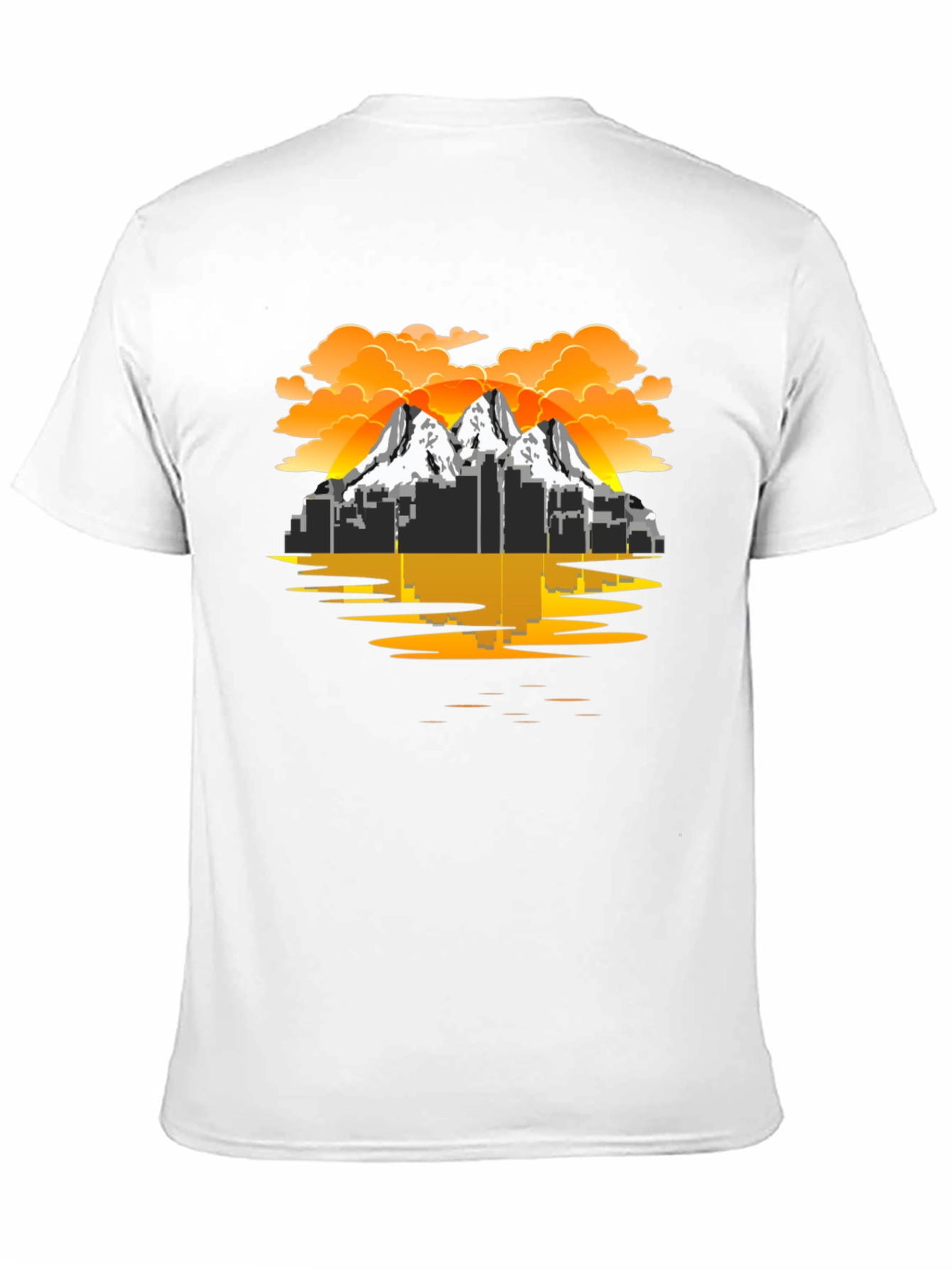 Cityscape Mountain Graphic Tee - Black T-Shirt