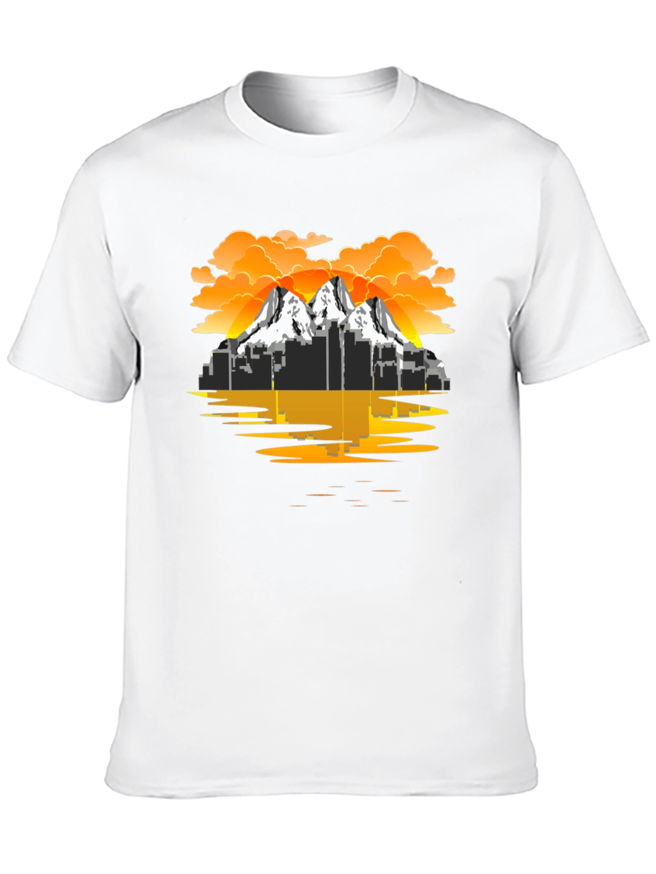 Cityscape Mountain Graphic Tee - Black T-Shirt