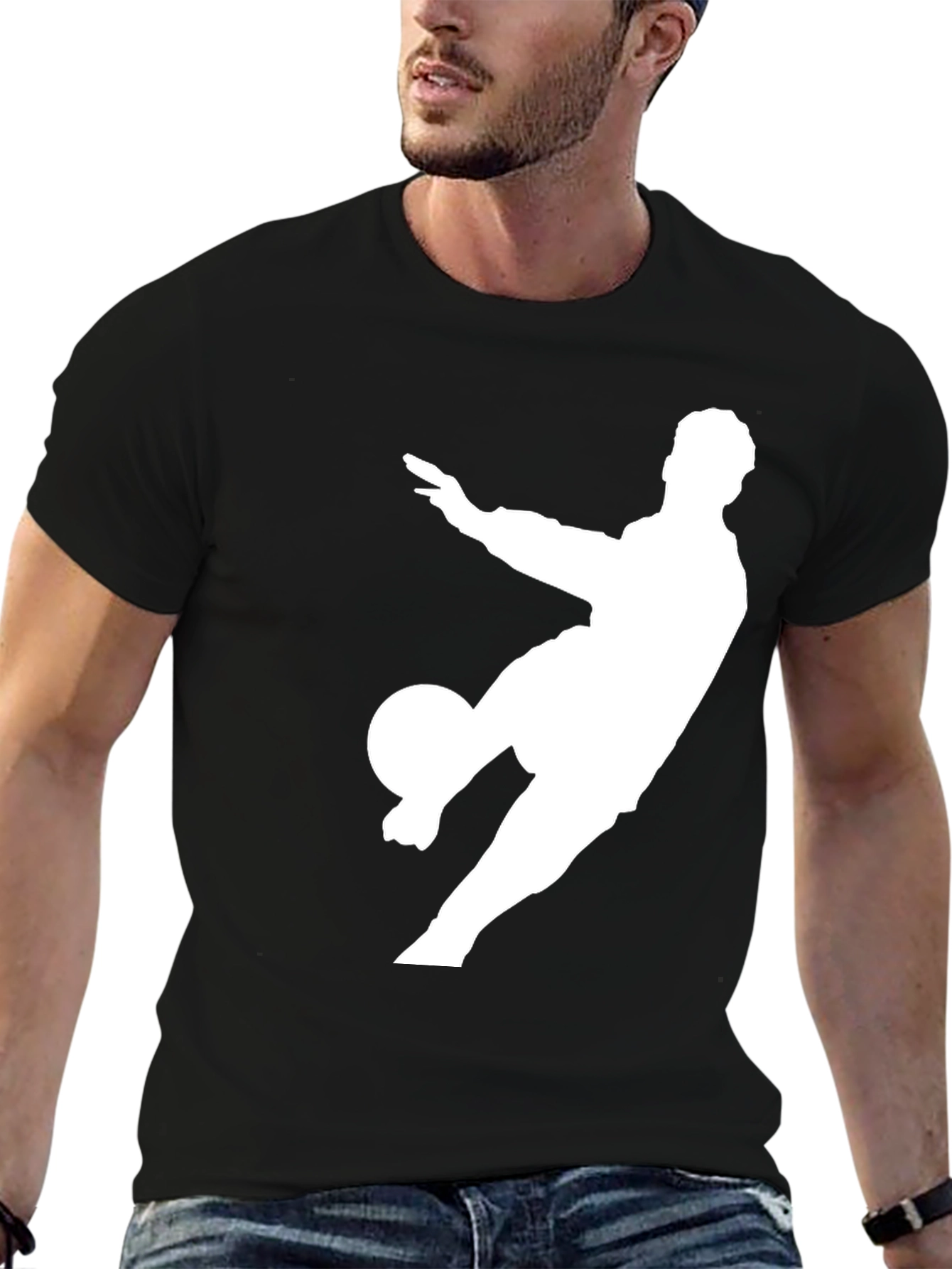 Soccer Player Graphic Tee - Black