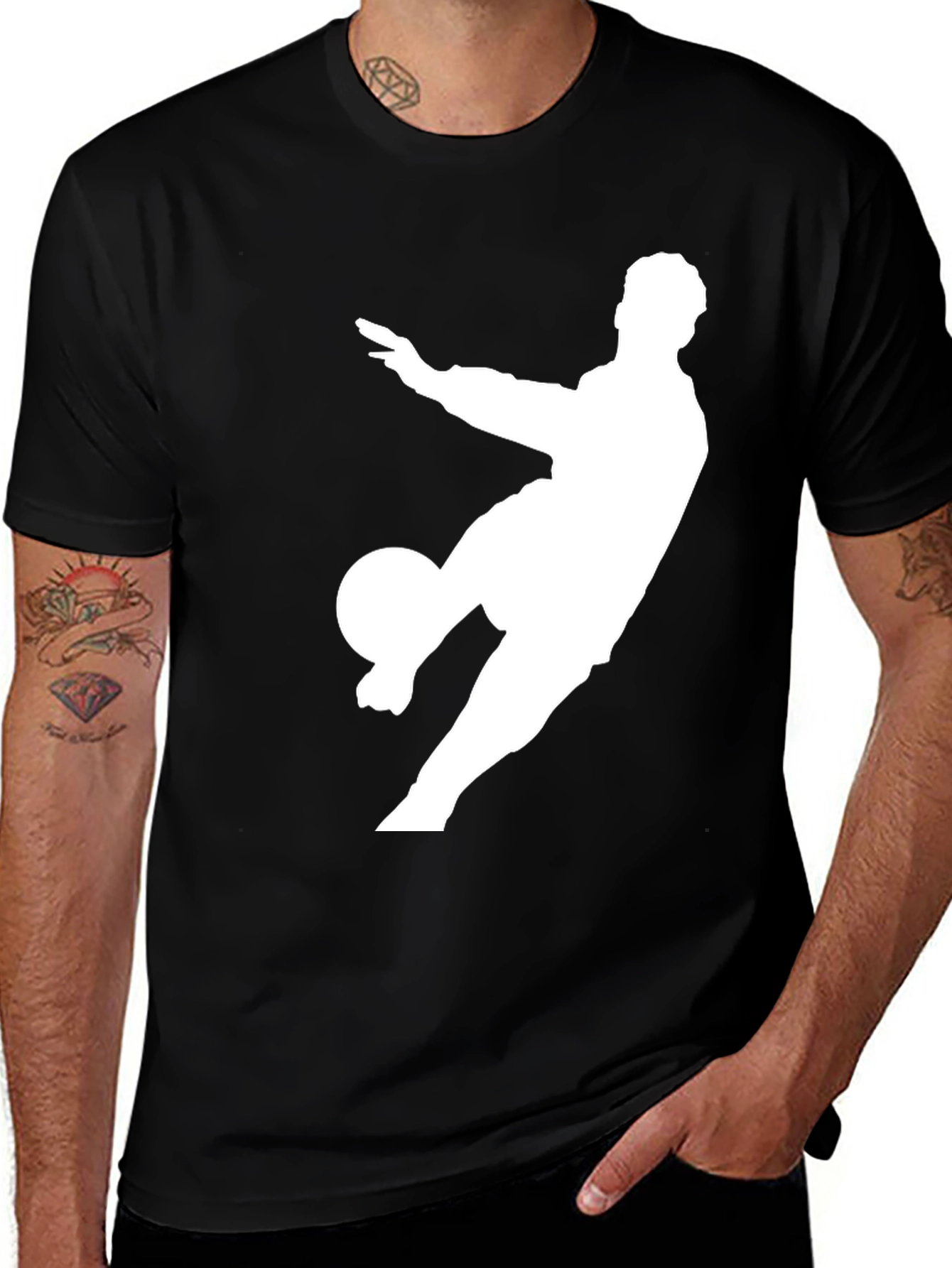 Soccer Player Graphic Tee - Black