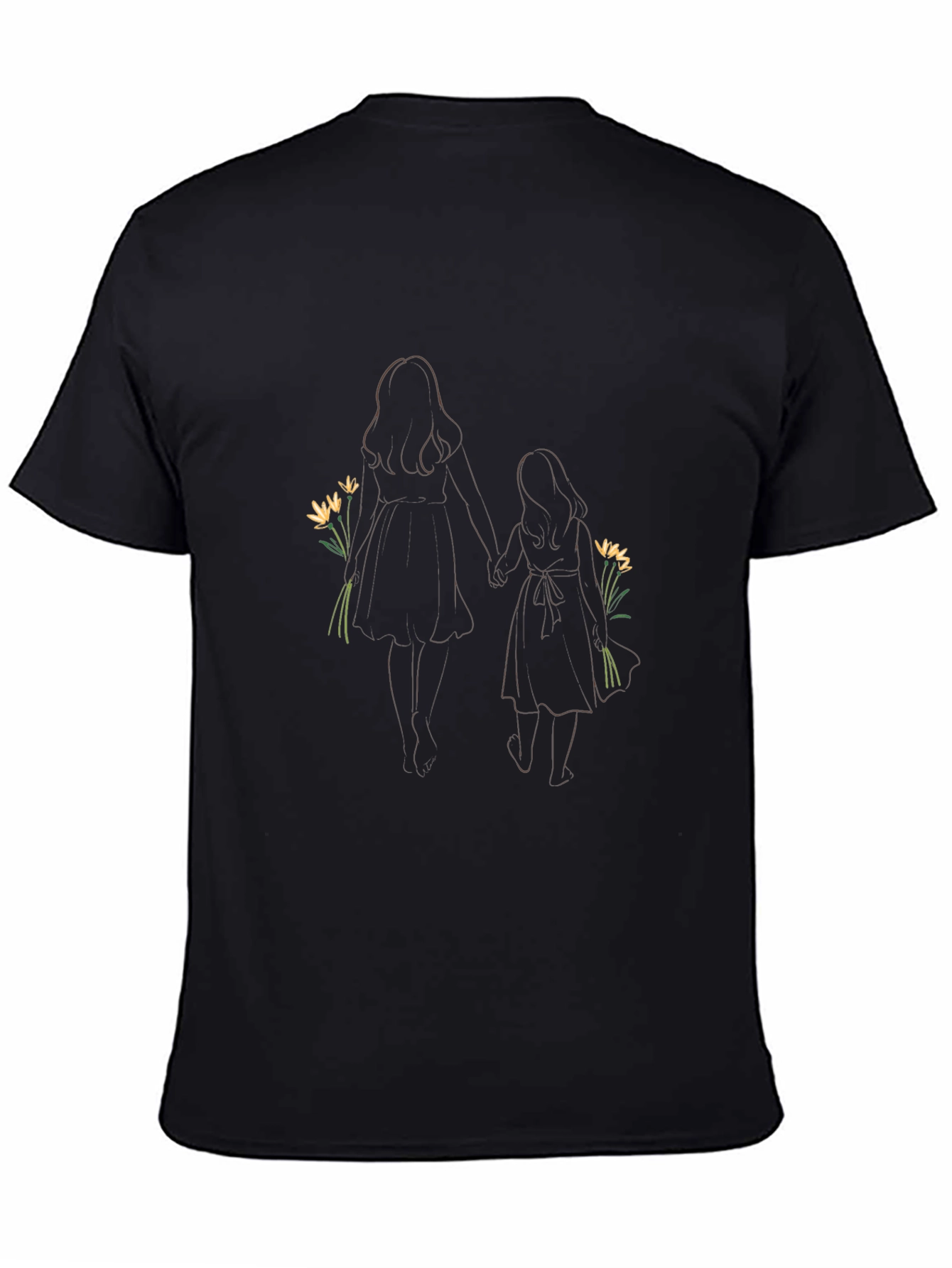 Mother Daughter Floral T-Shirt - Black