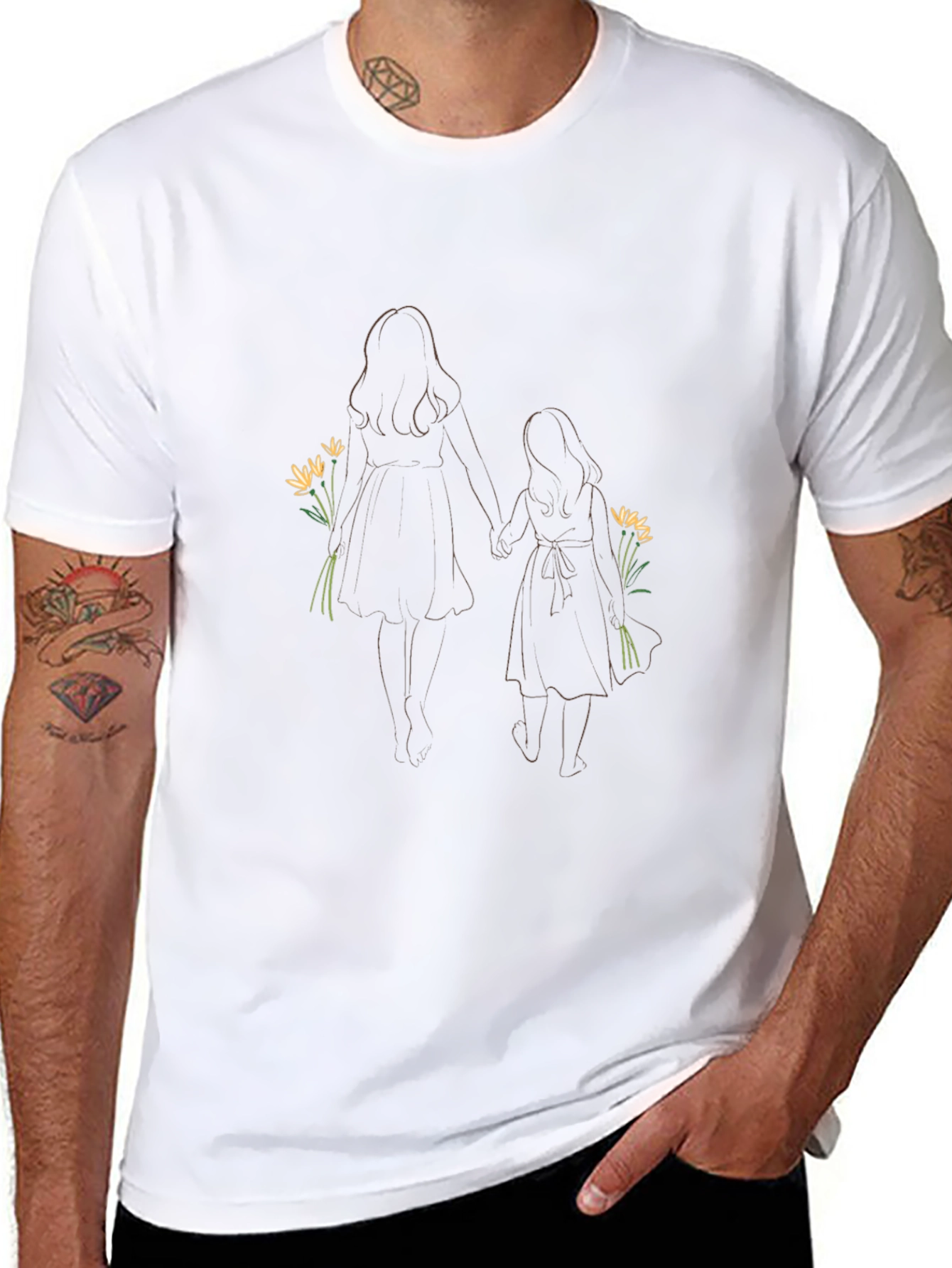 Mother Daughter Floral T-Shirt - Black