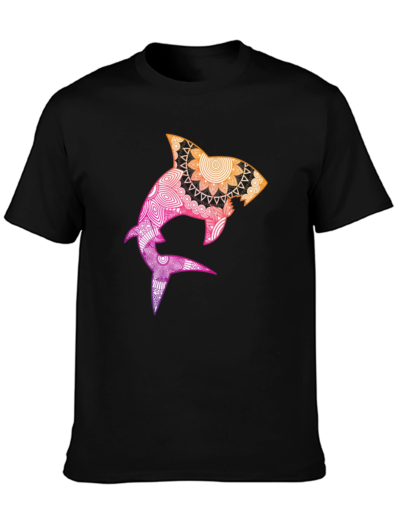 Shark Mandala Graphic Tee - Black