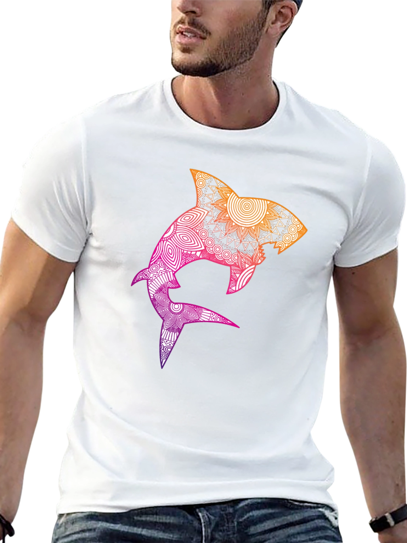 Shark Mandala Graphic Tee - Black