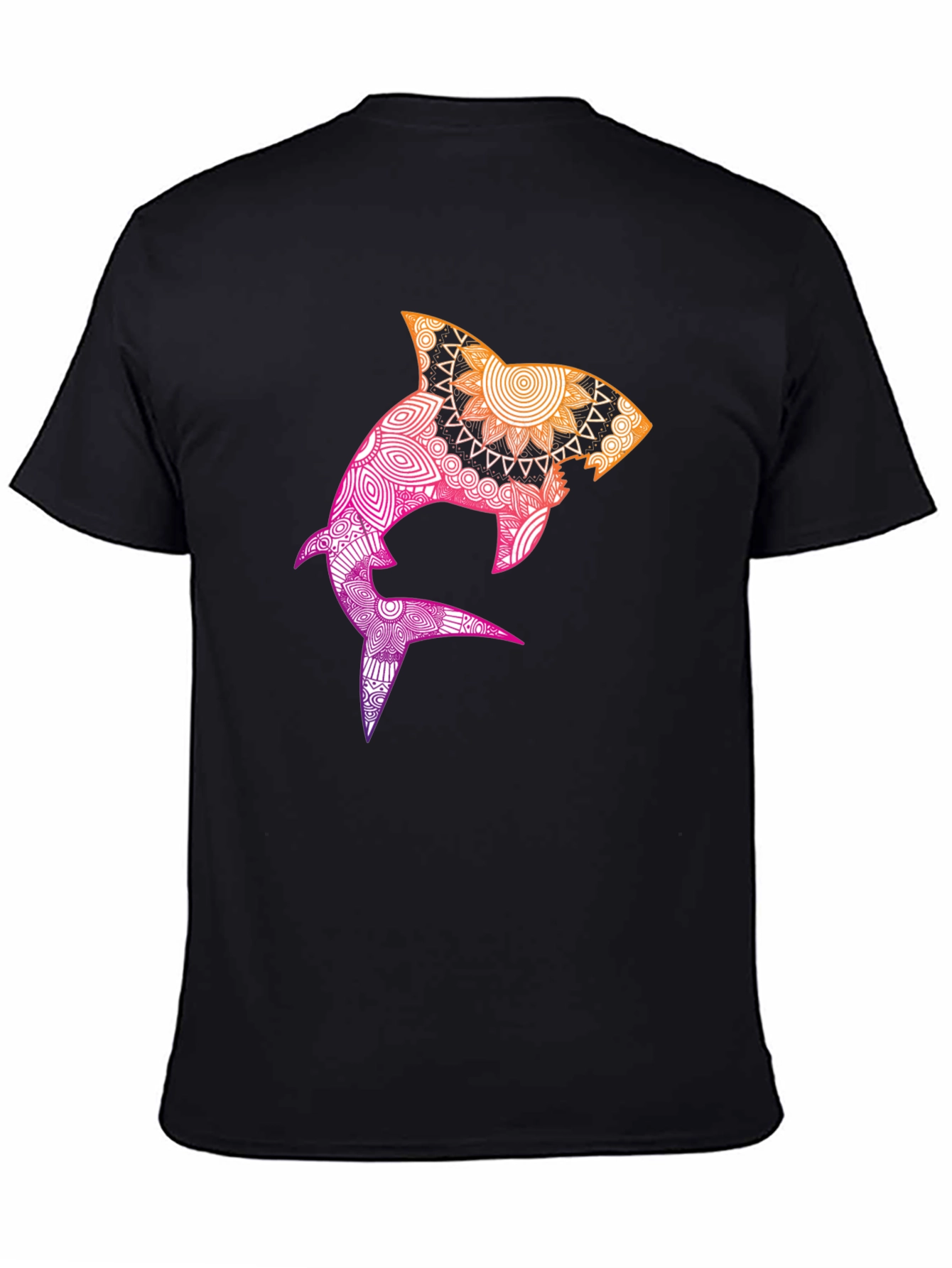 Shark Mandala Graphic Tee - Black