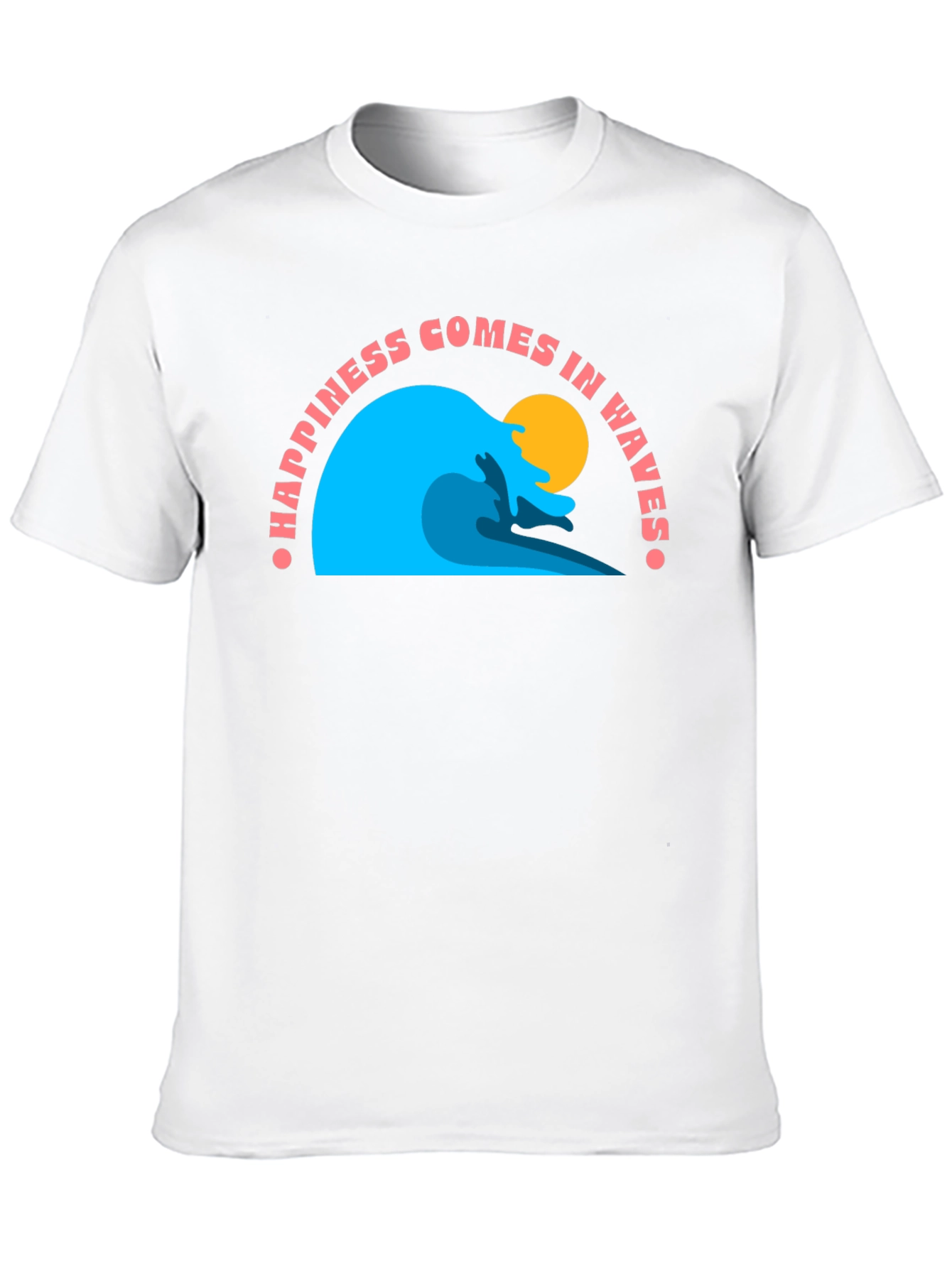 Happiness Comes in Waves Black T-Shirt