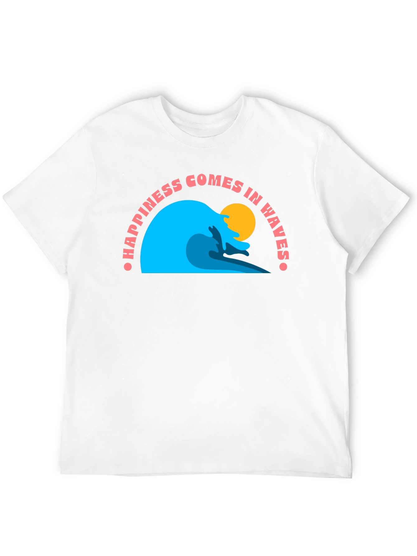 Happiness Comes in Waves Black T-Shirt