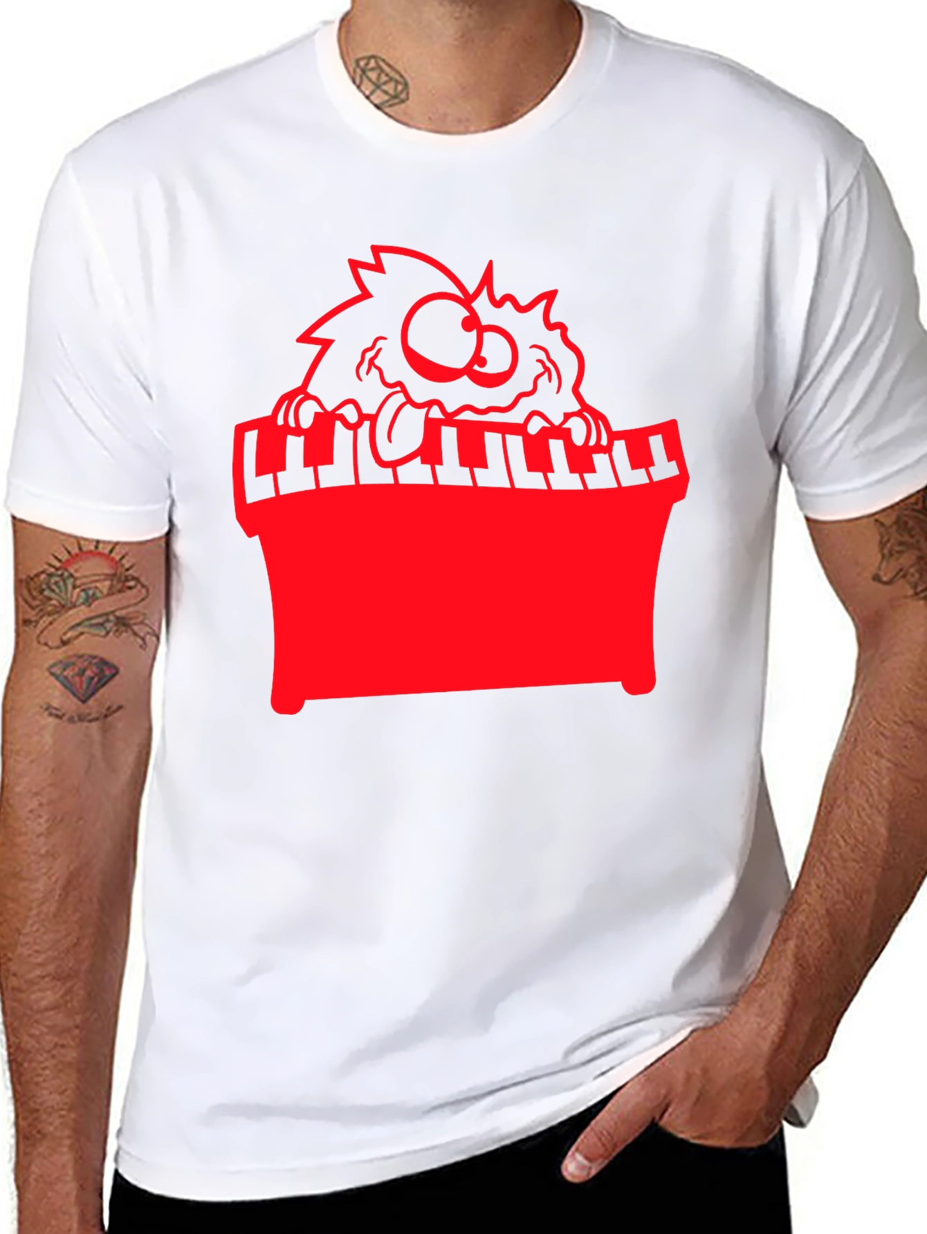 Funny Monster Playing Piano Graphic Tee