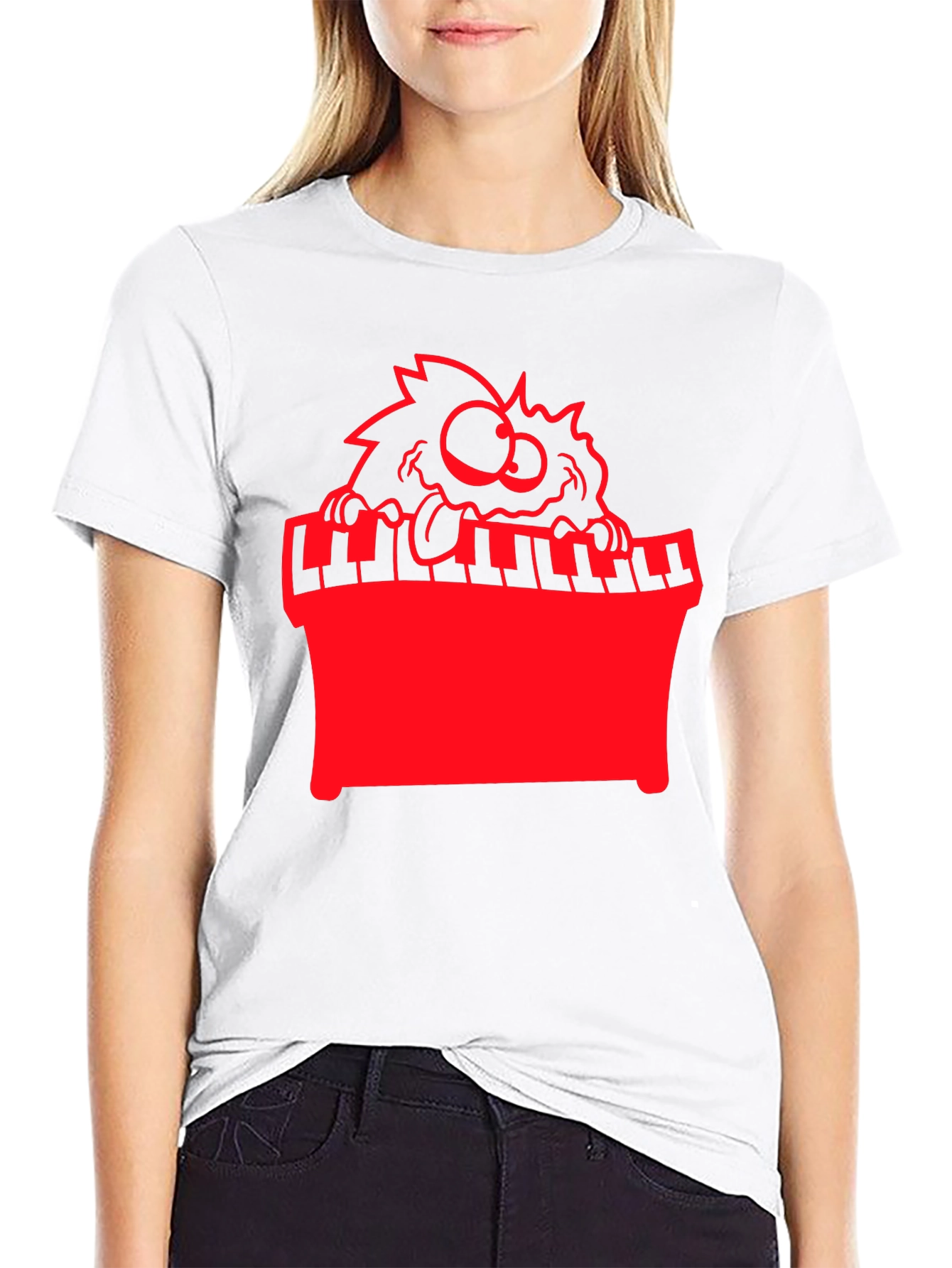 Funny Monster Playing Piano Graphic Tee