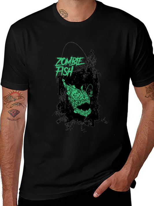Zombie Fish Graphic Tee - Black Cotton Blend