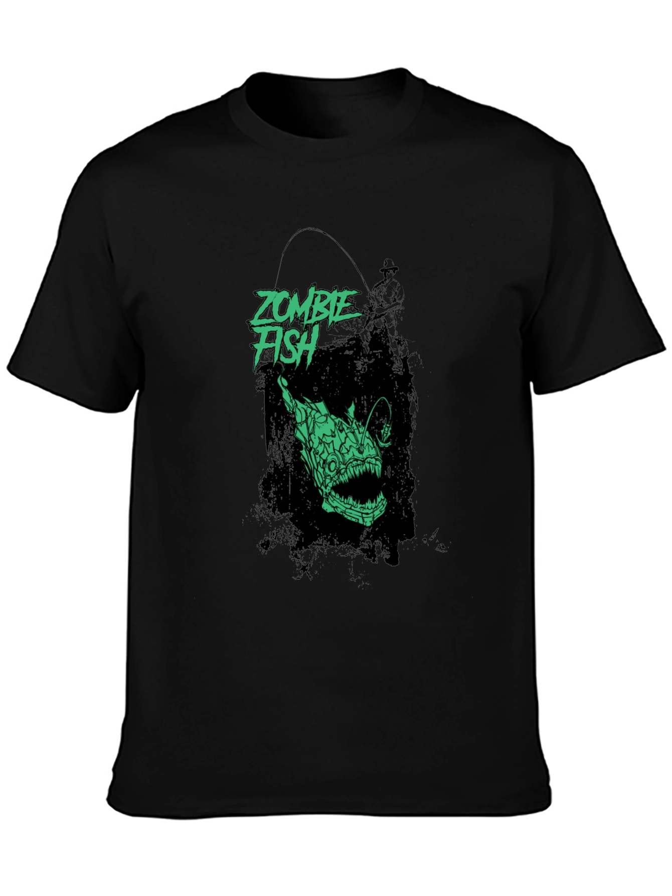 Zombie Fish Graphic Tee - Black Cotton Blend