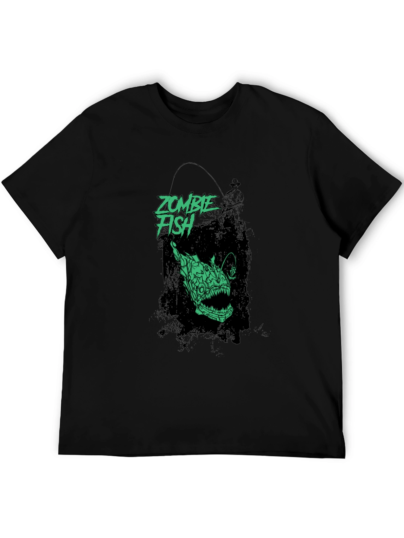 Zombie Fish Graphic Tee - Black Cotton Blend
