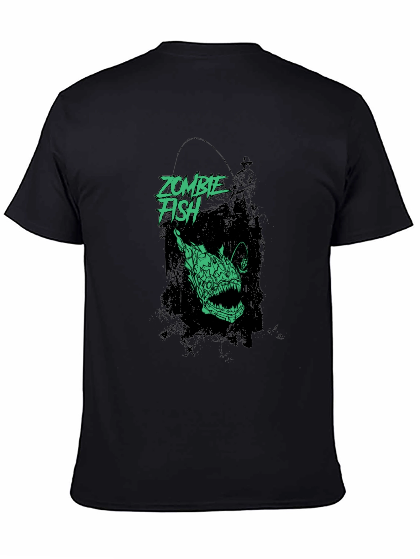 Zombie Fish Graphic Tee - Black Cotton Blend
