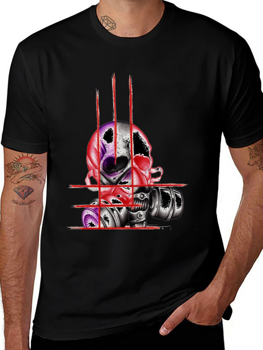 Skull & Mask Graphic Tee - Edgy Design