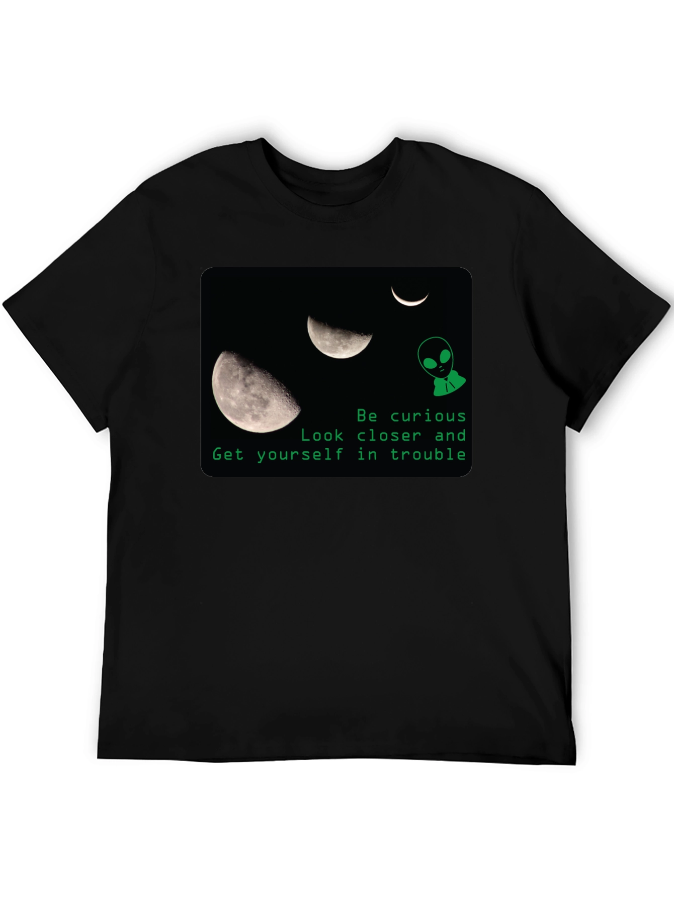 Curious Alien Moon Graphic T-Shirt