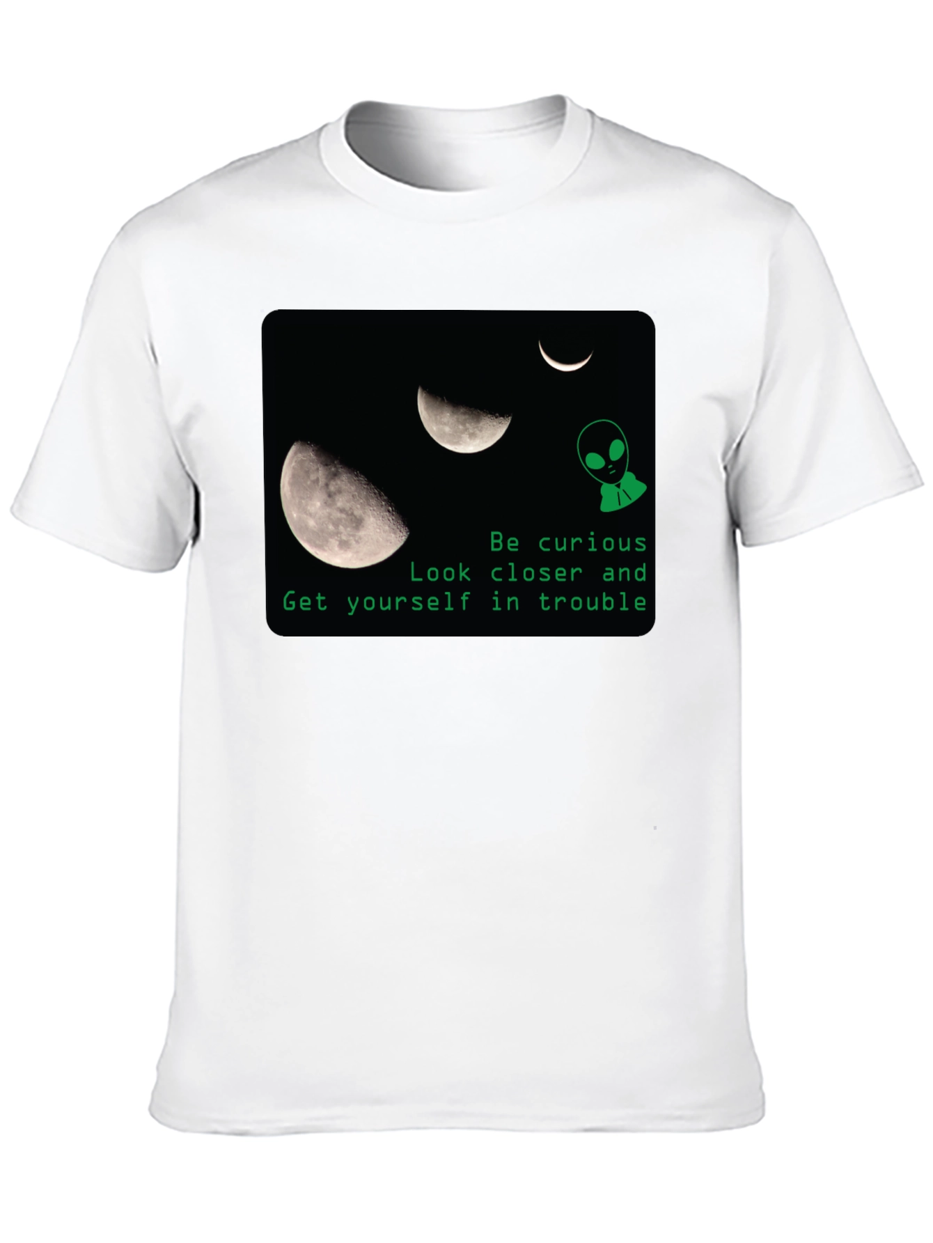Curious Alien Moon Graphic T-Shirt