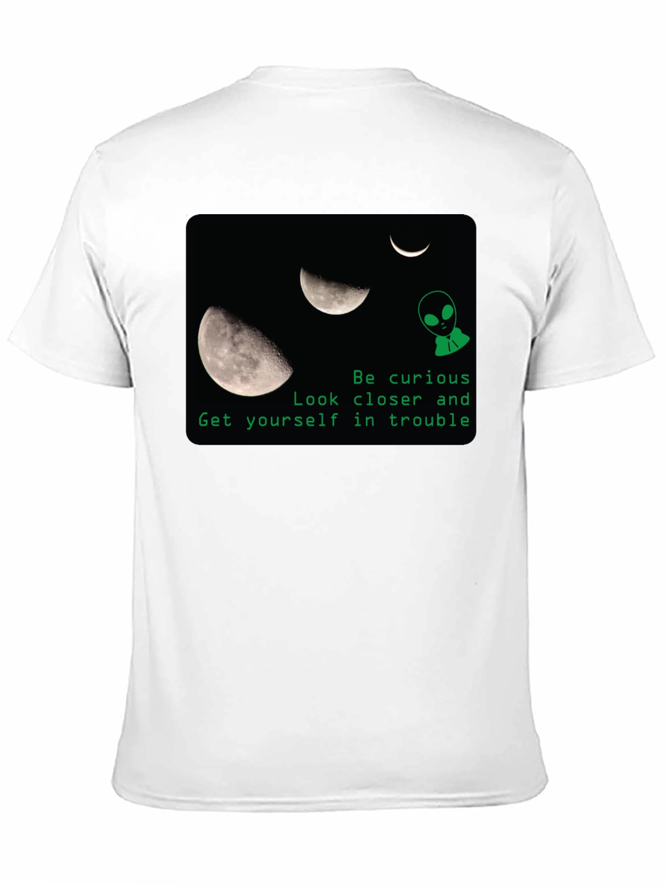 Curious Alien Moon Graphic T-Shirt