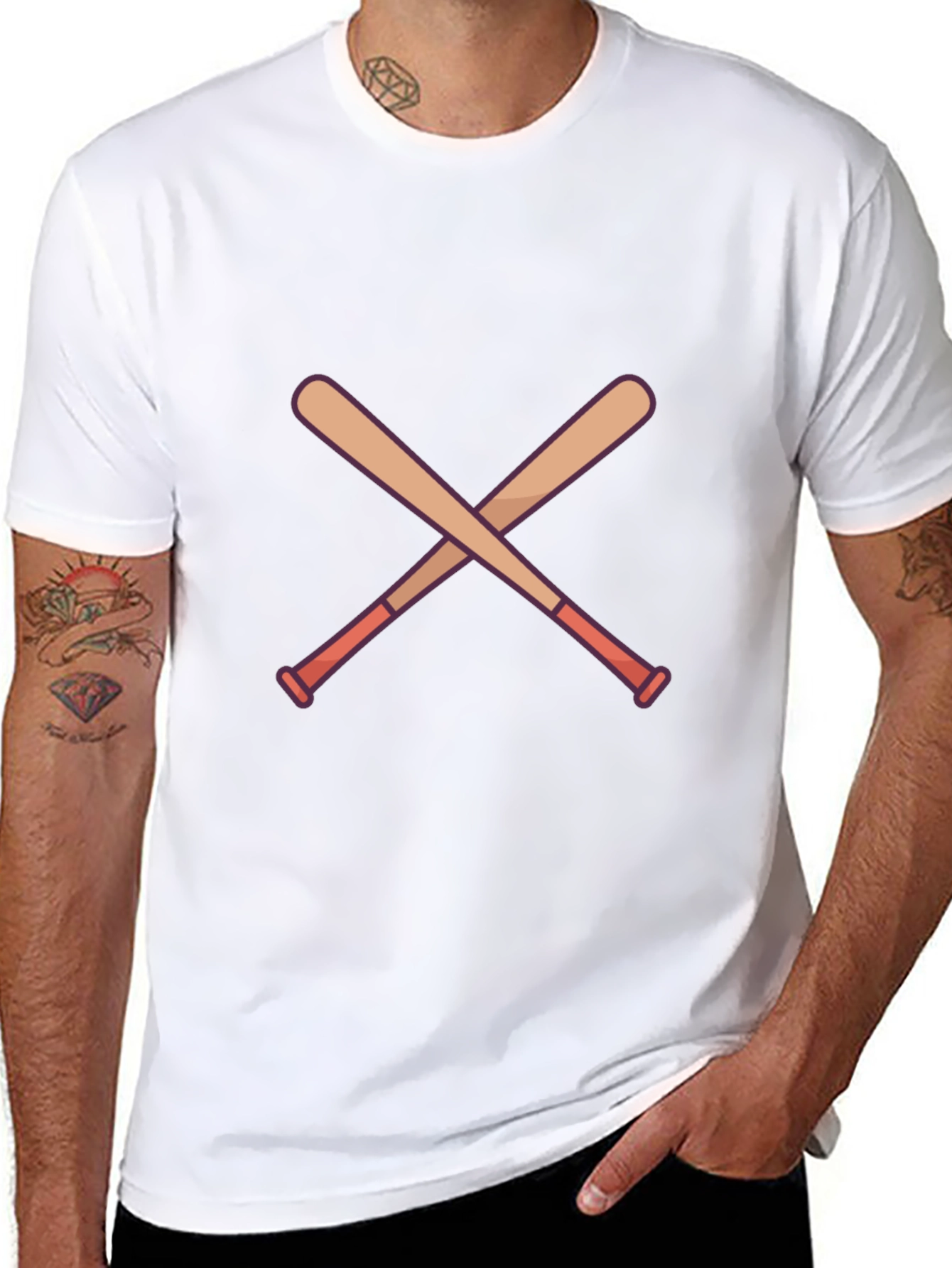 Crossed Bats Graphic T-Shirt - Baseball Fan Apparel