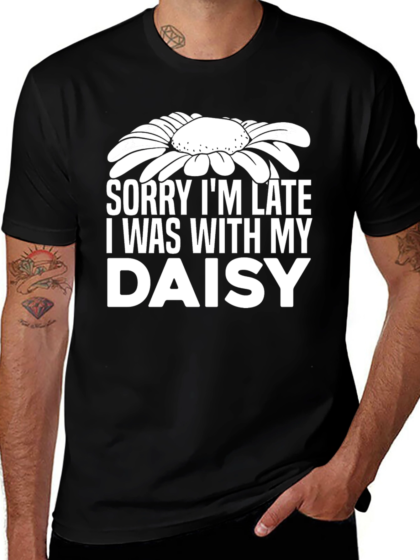 Sorry Im Late Daisy Graphic T-Shirt