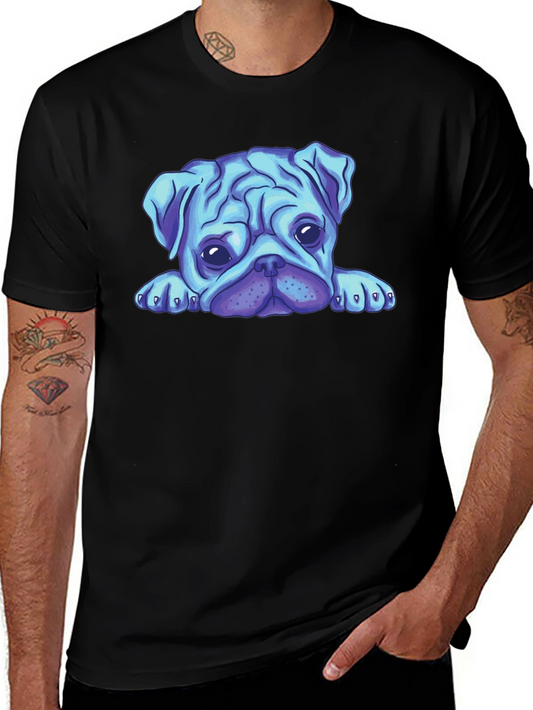 Blue Pug Graphic Tee - Mens Black T-Shirt
