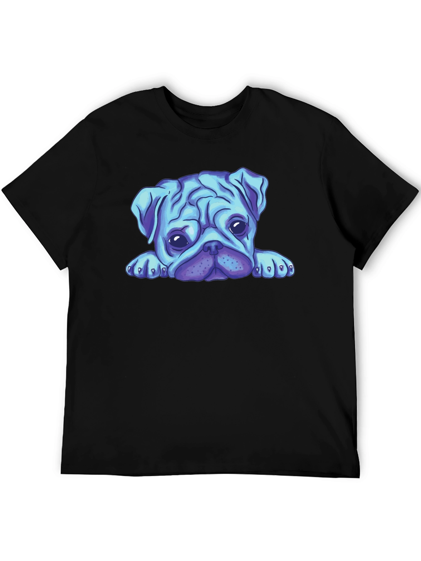 Blue Pug Graphic Tee - Mens Black T-Shirt